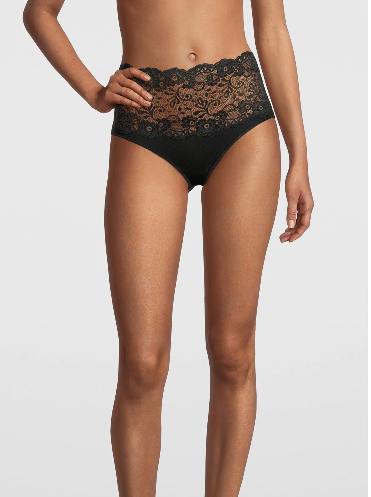 High rise Briefs in Cotton with Leavers Lace 4153 - Image 7