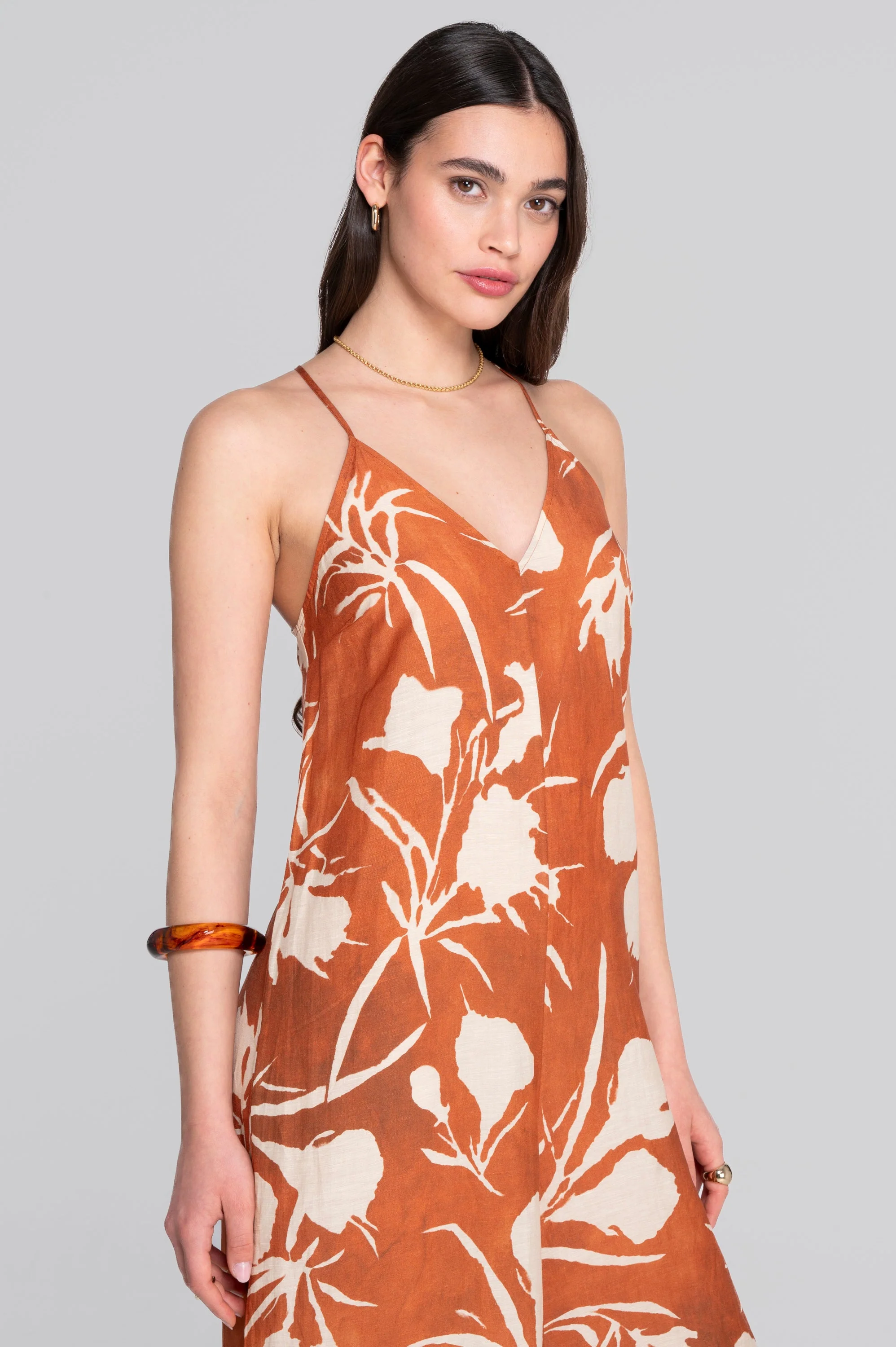 Wide-leg printed linen-viscose jumpsuit 7554VL - Image 4