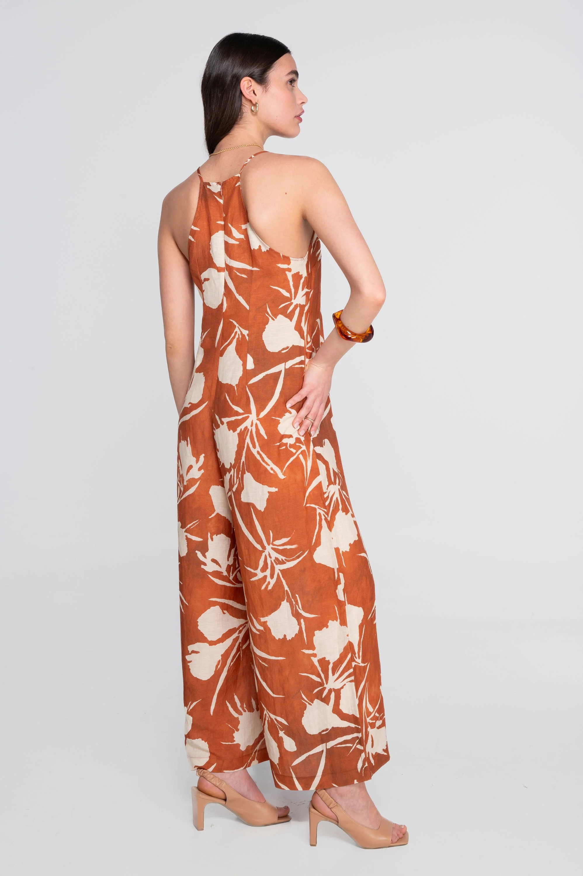 Wide-leg printed linen-viscose jumpsuit 7554VL - Image 6