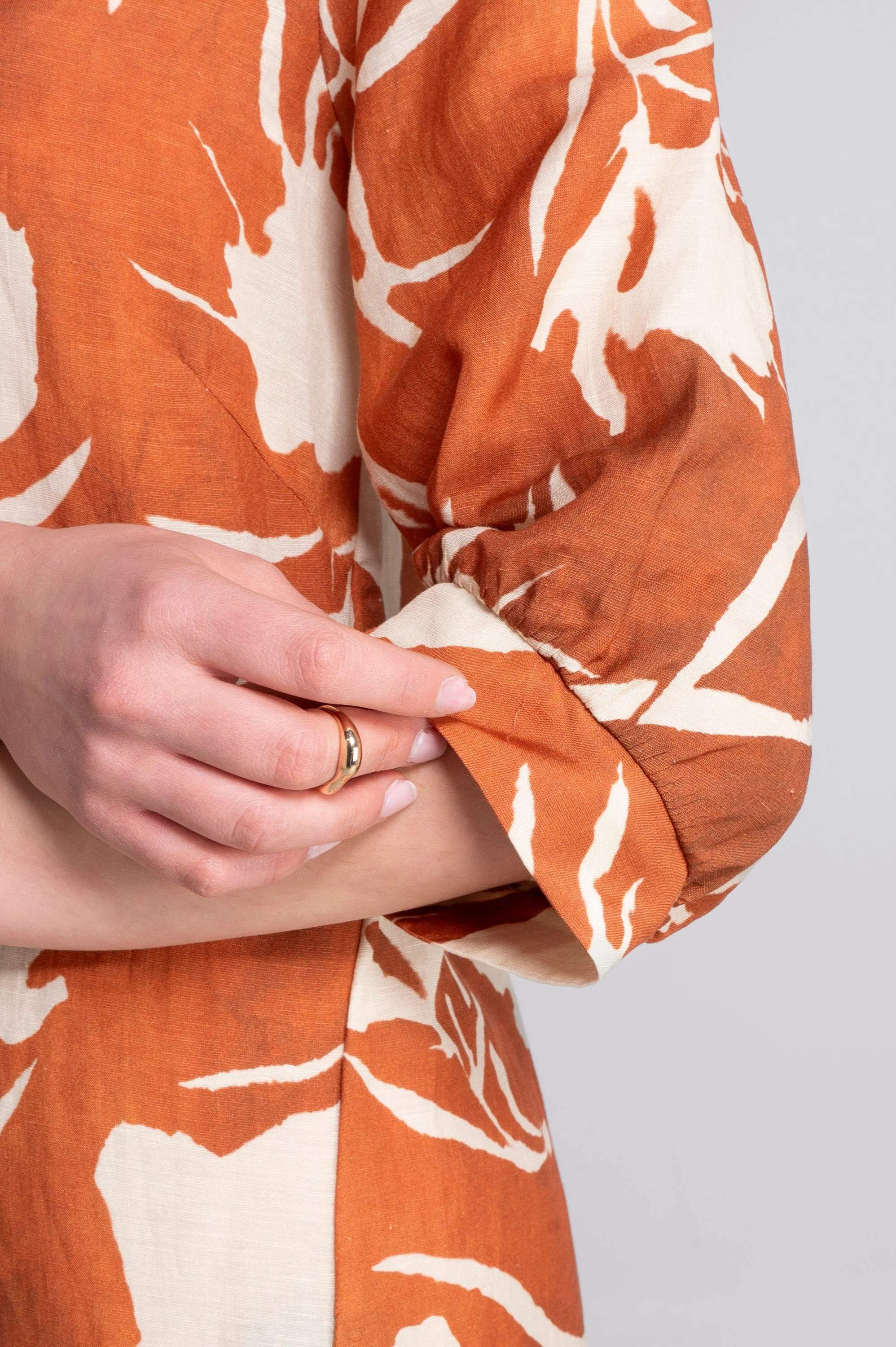 Kaftan-style printed linen-viscose dress A7555VL - Image 5