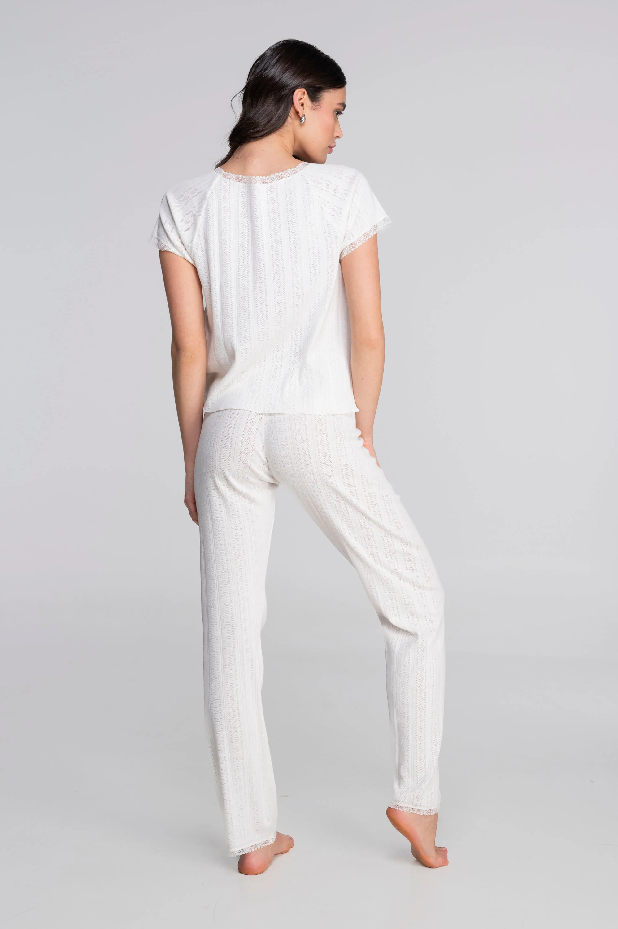 Straight-leg pants in ajourè cotton 7549 - Image 8
