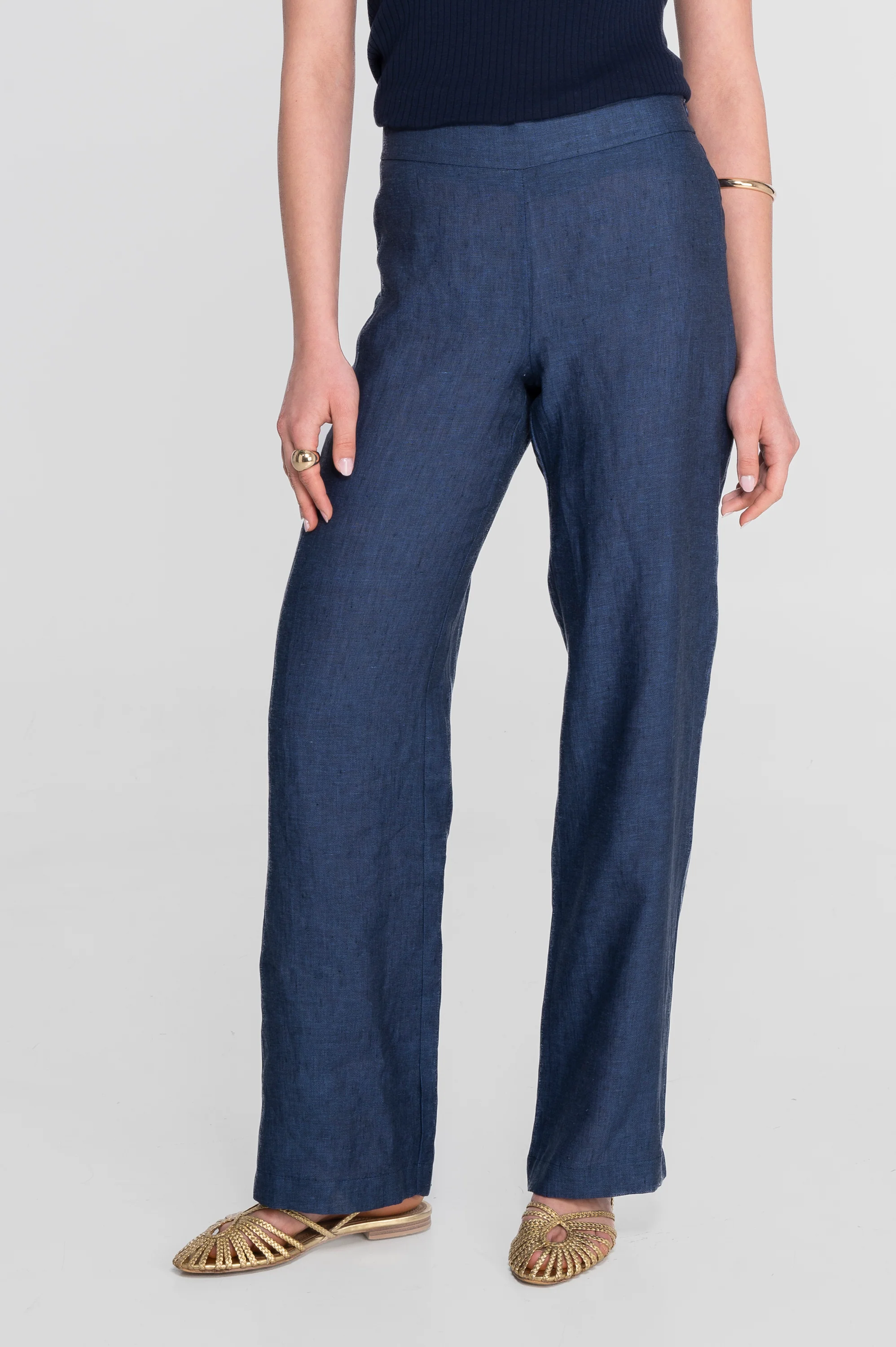 Wide-leg linen trousers 7536L - Image 11