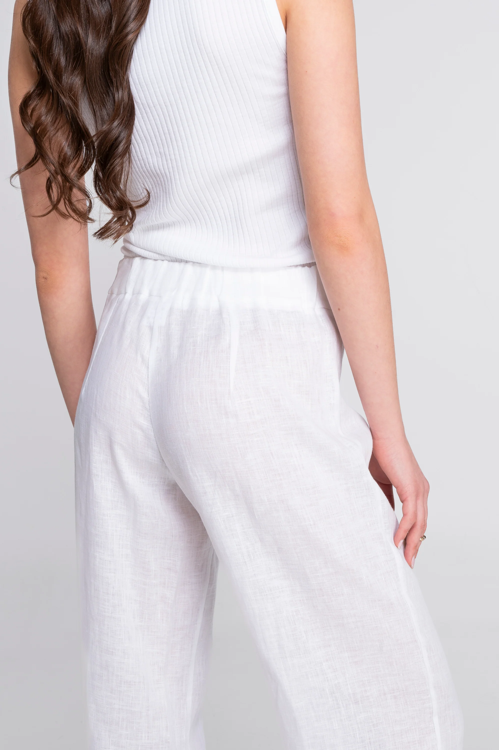 Wide-leg linen trousers 7536L - Image 5