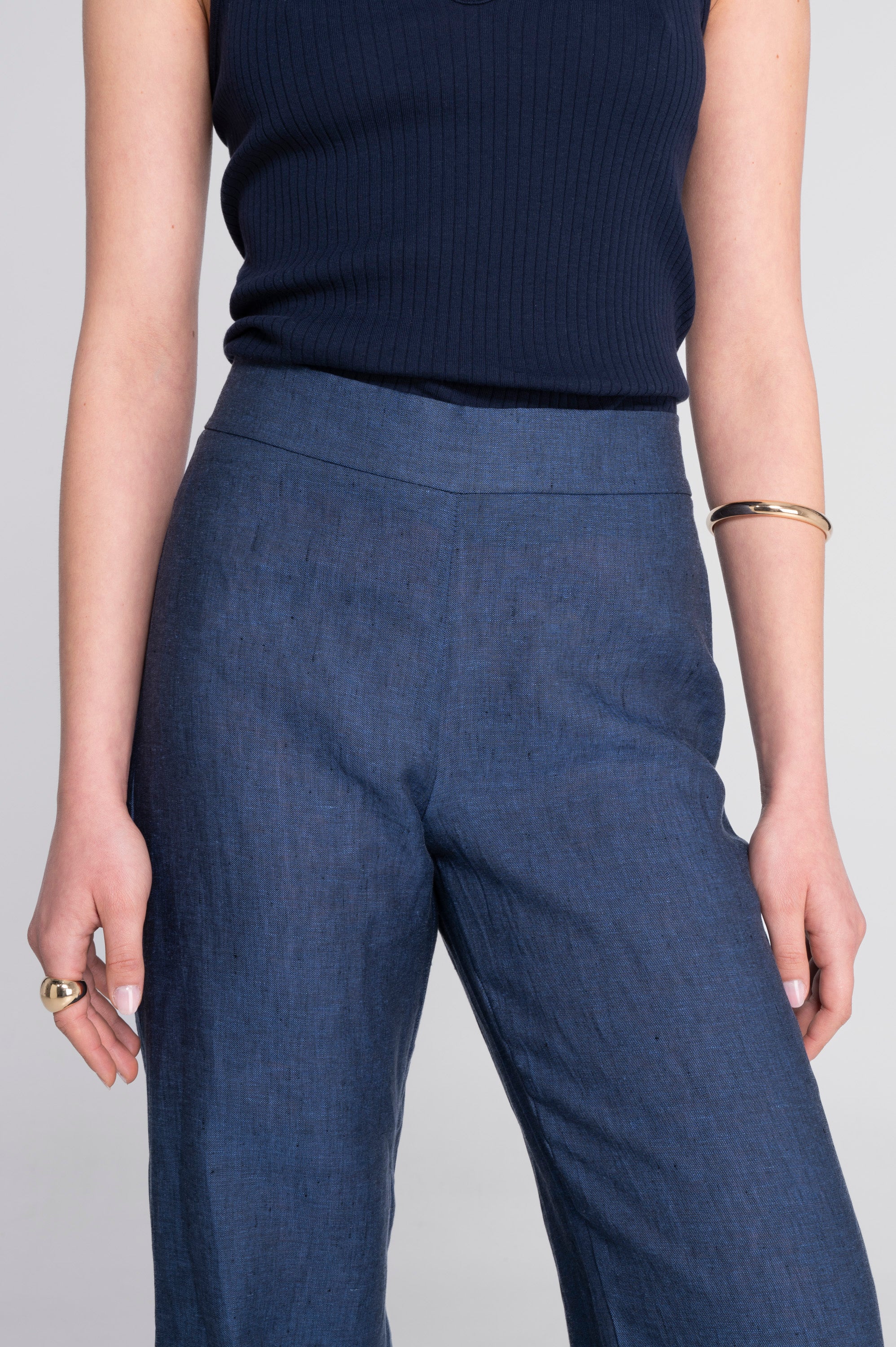 Wide-leg linen trousers 7536L - Image 8