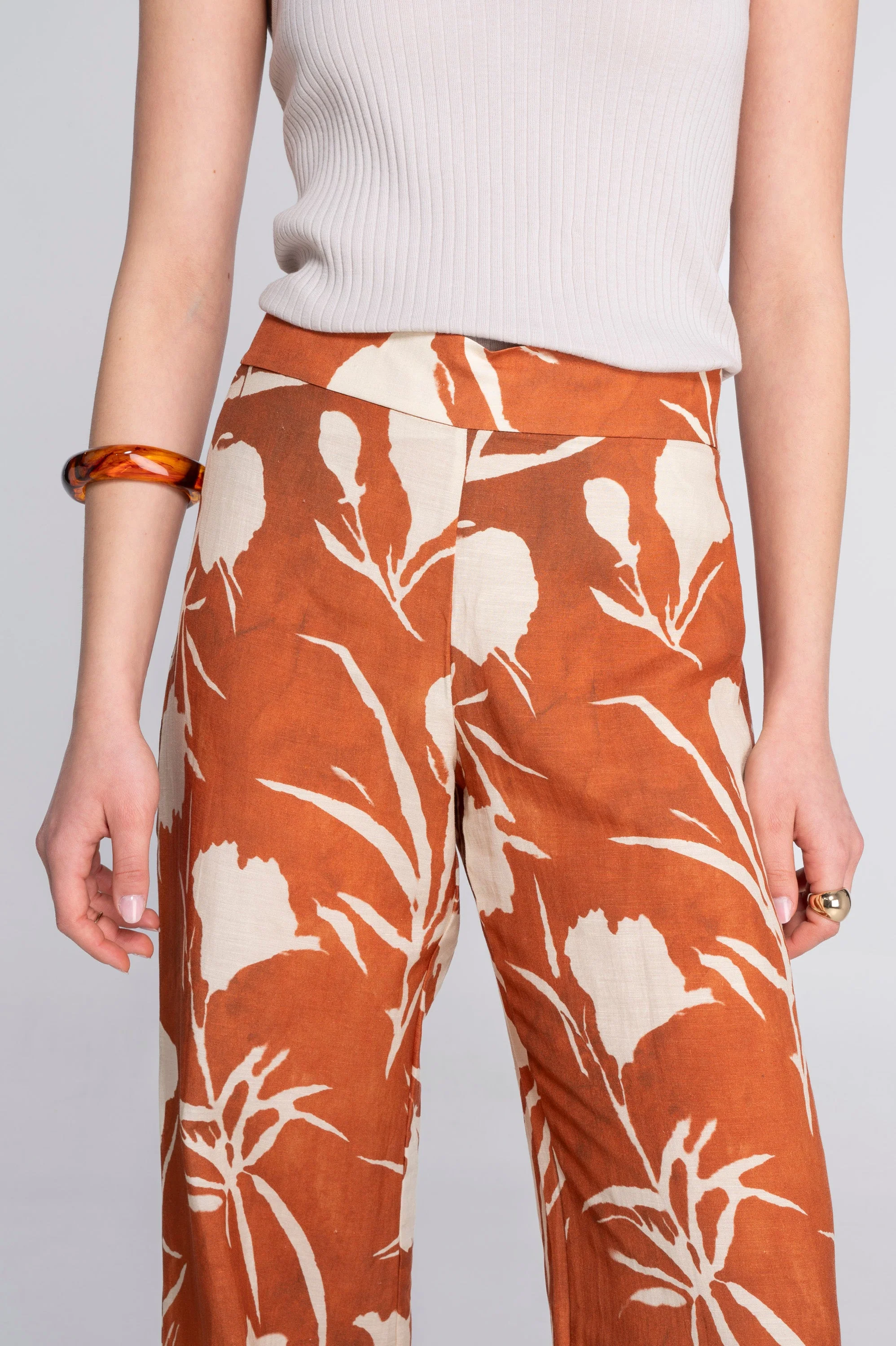Wide-leg printed linen-viscose trousers 7536VL - Image 12