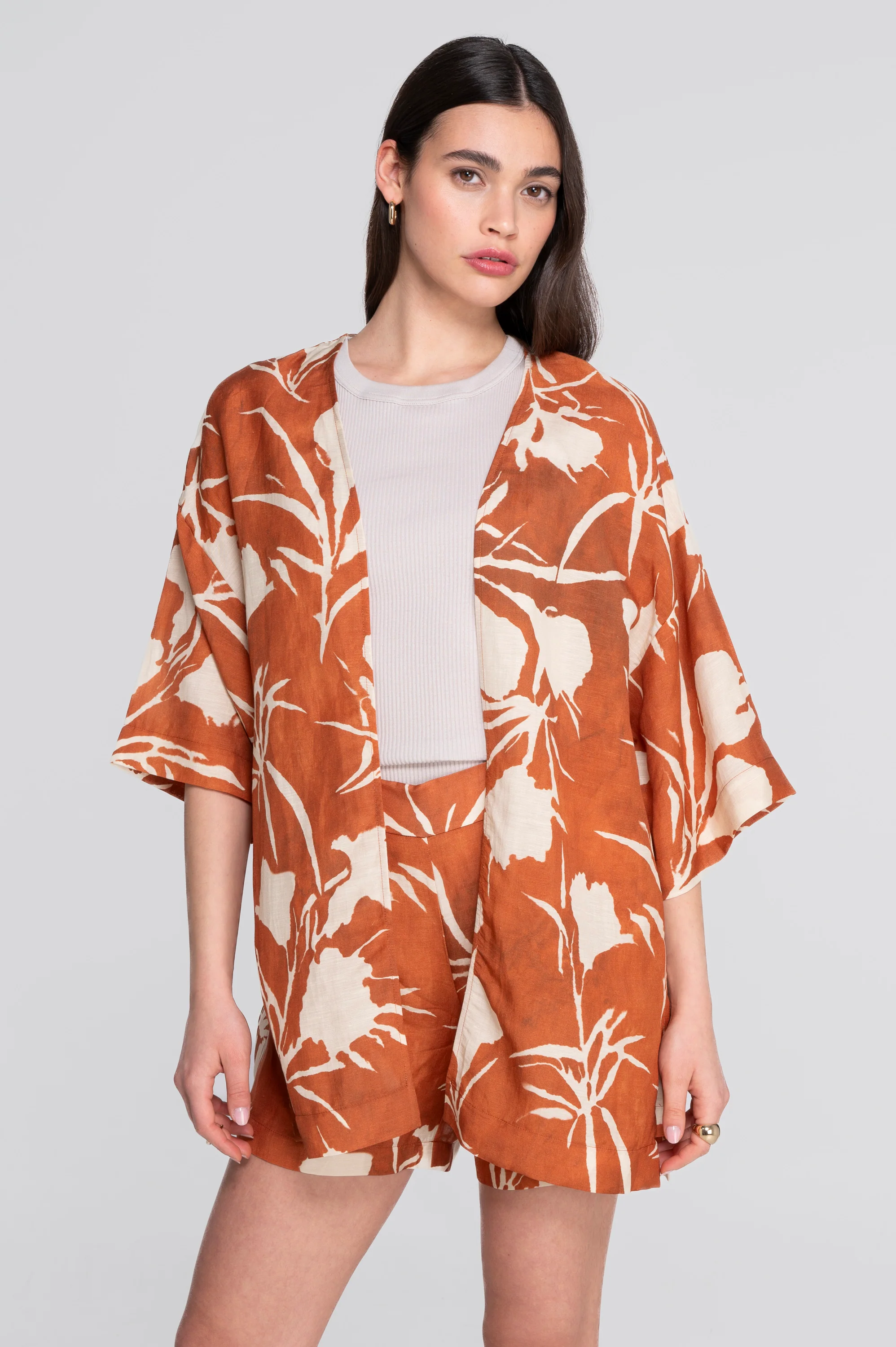 Pinted linen-viscose kimono 7553VL - Image 6