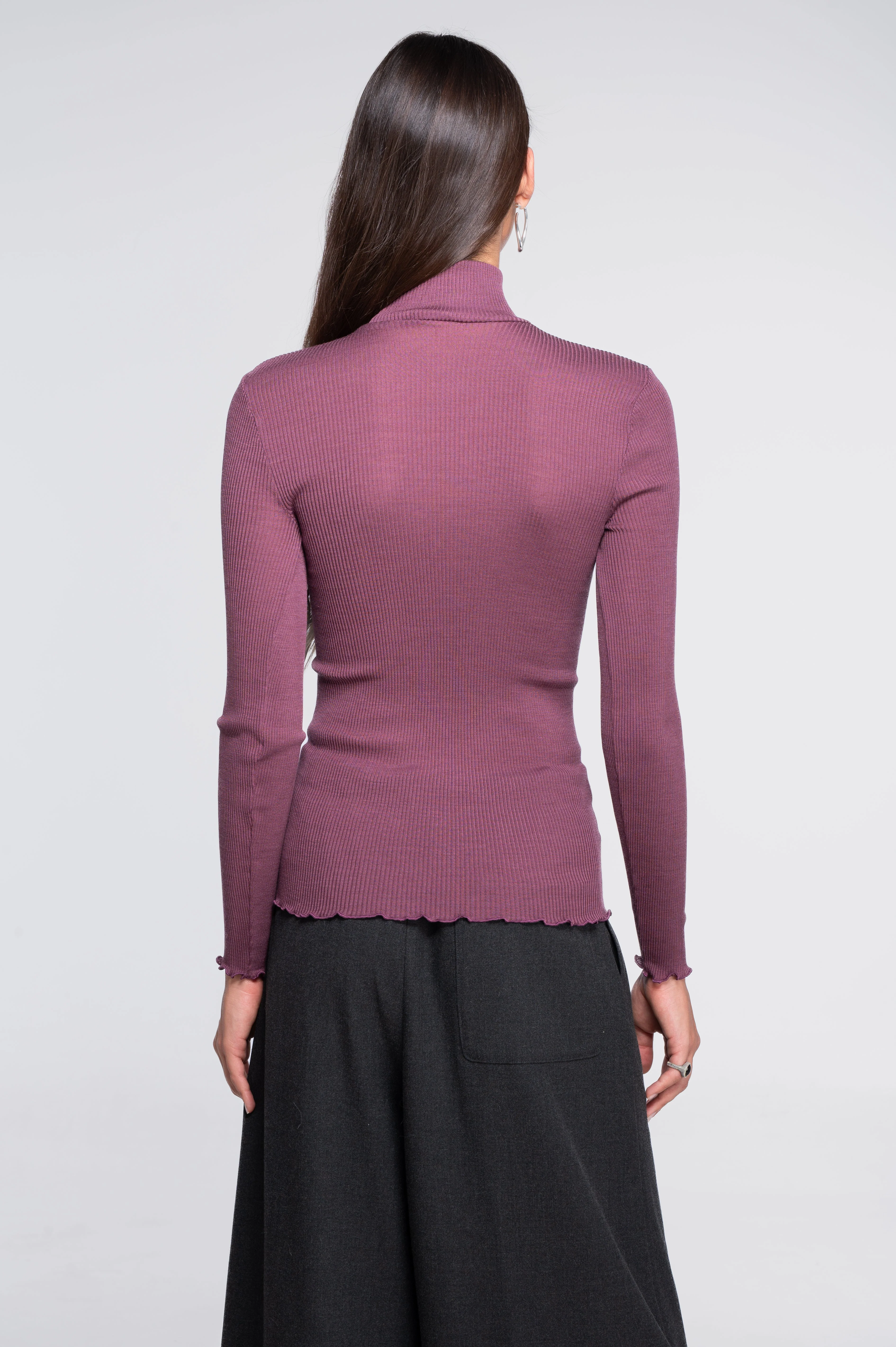 Wool and silk long sleeves mock neck shirt 3429 - Image 14