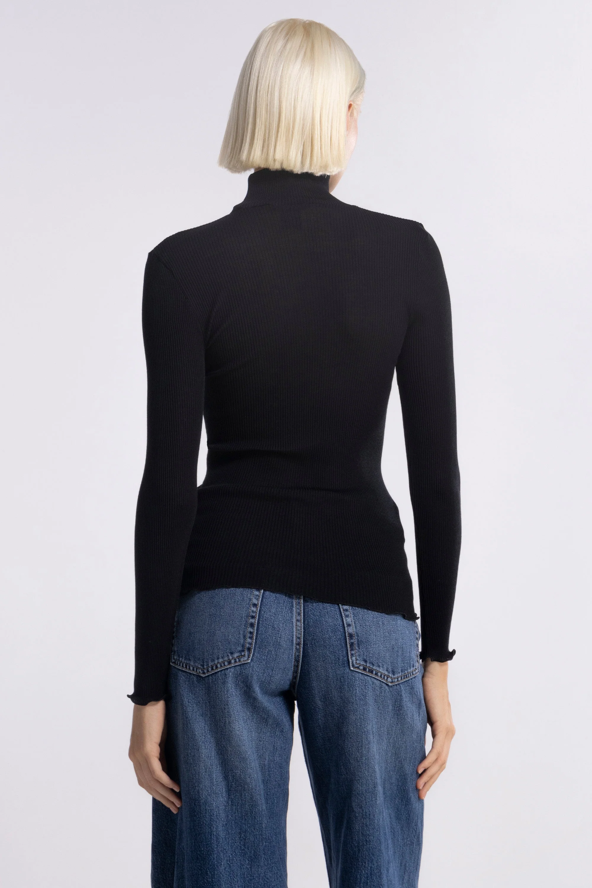 Wool and silk long sleeves mock neck shirt 3429 - Image 29