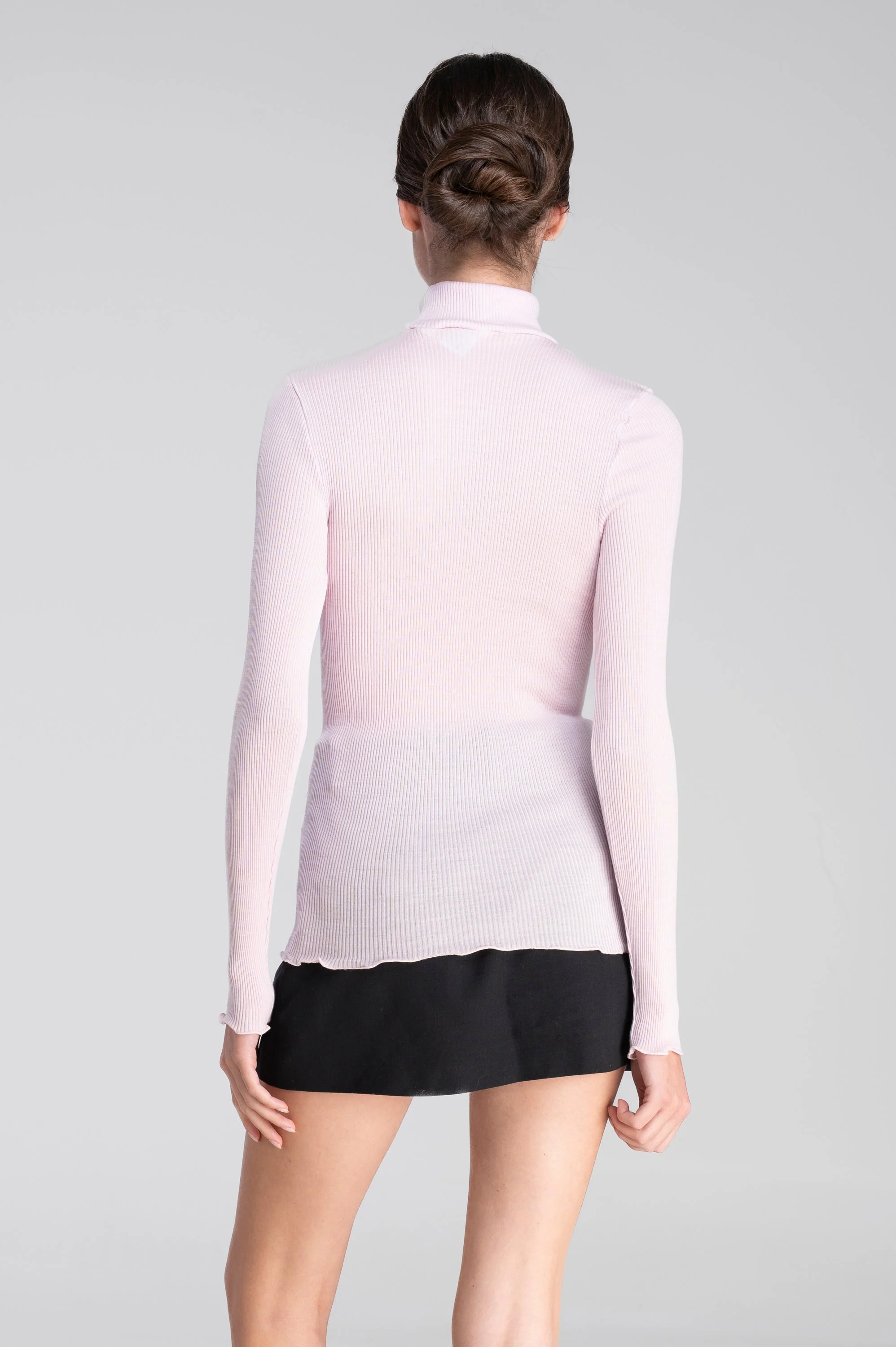 Wool and silk long sleeves mock neck shirt 3429 - Image 41