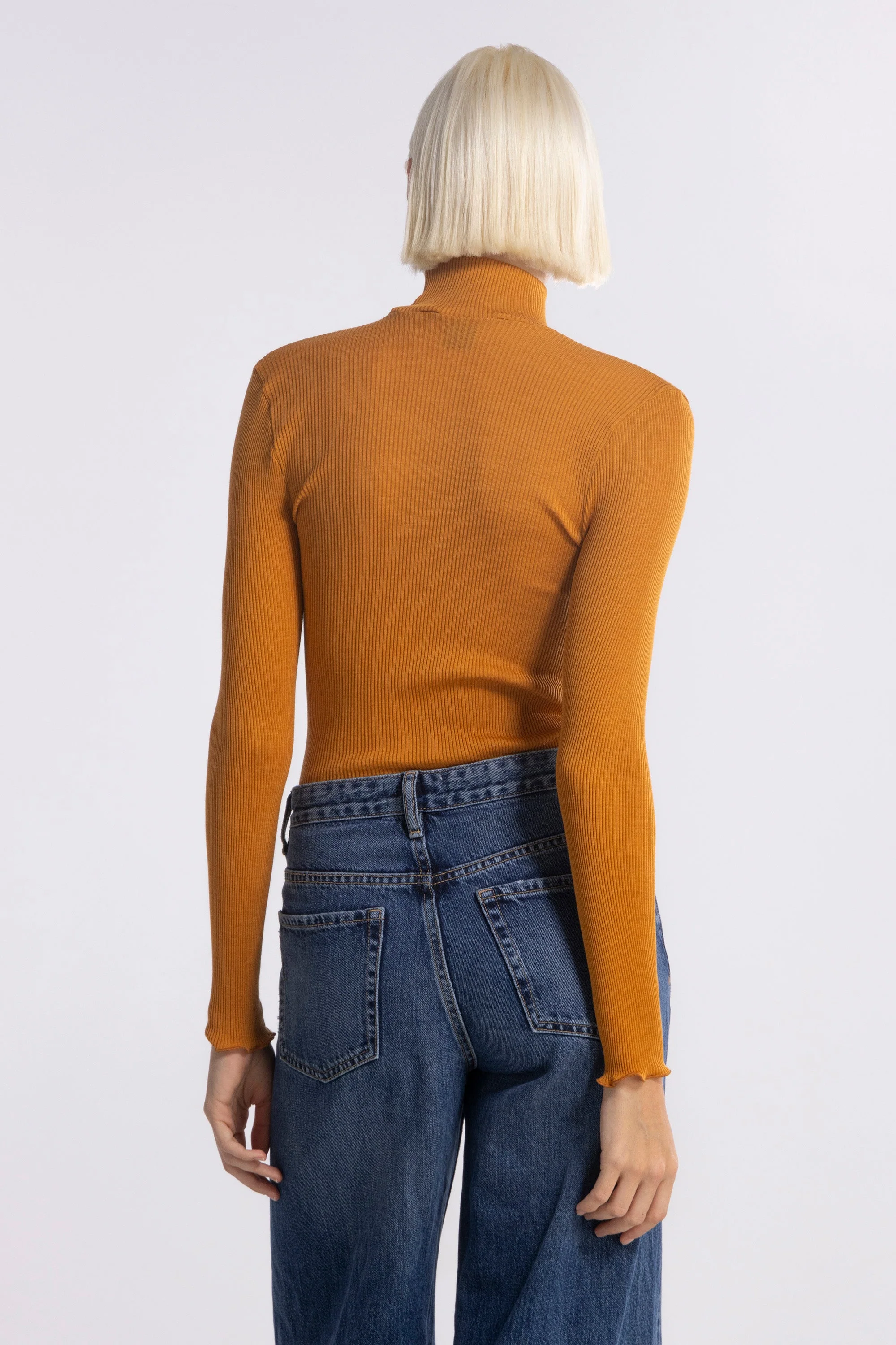 Wool and silk long sleeves mock neck shirt 3429 - Image 53