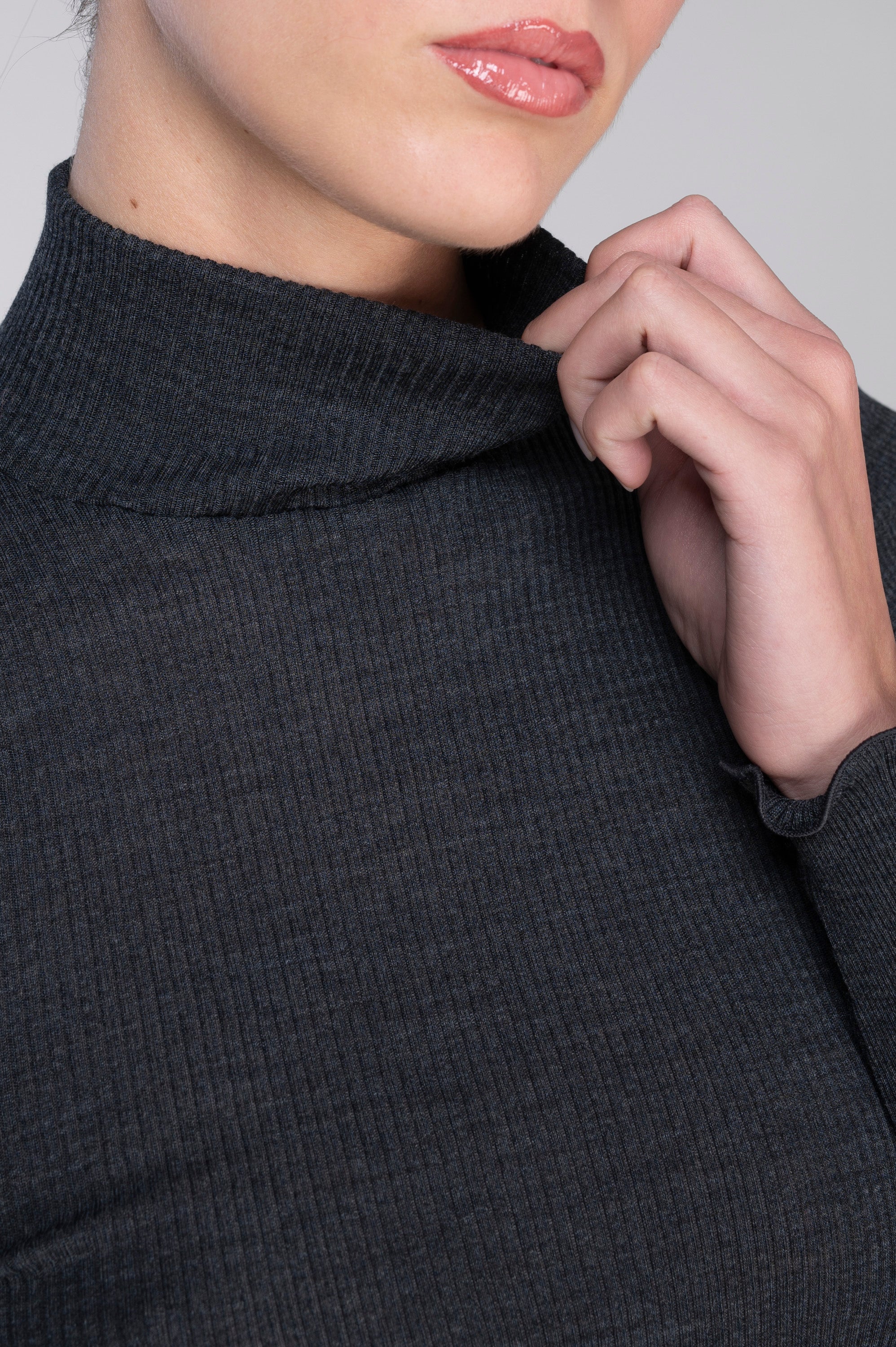 Wool and silk long sleeves mock neck shirt 3429 - Image 57
