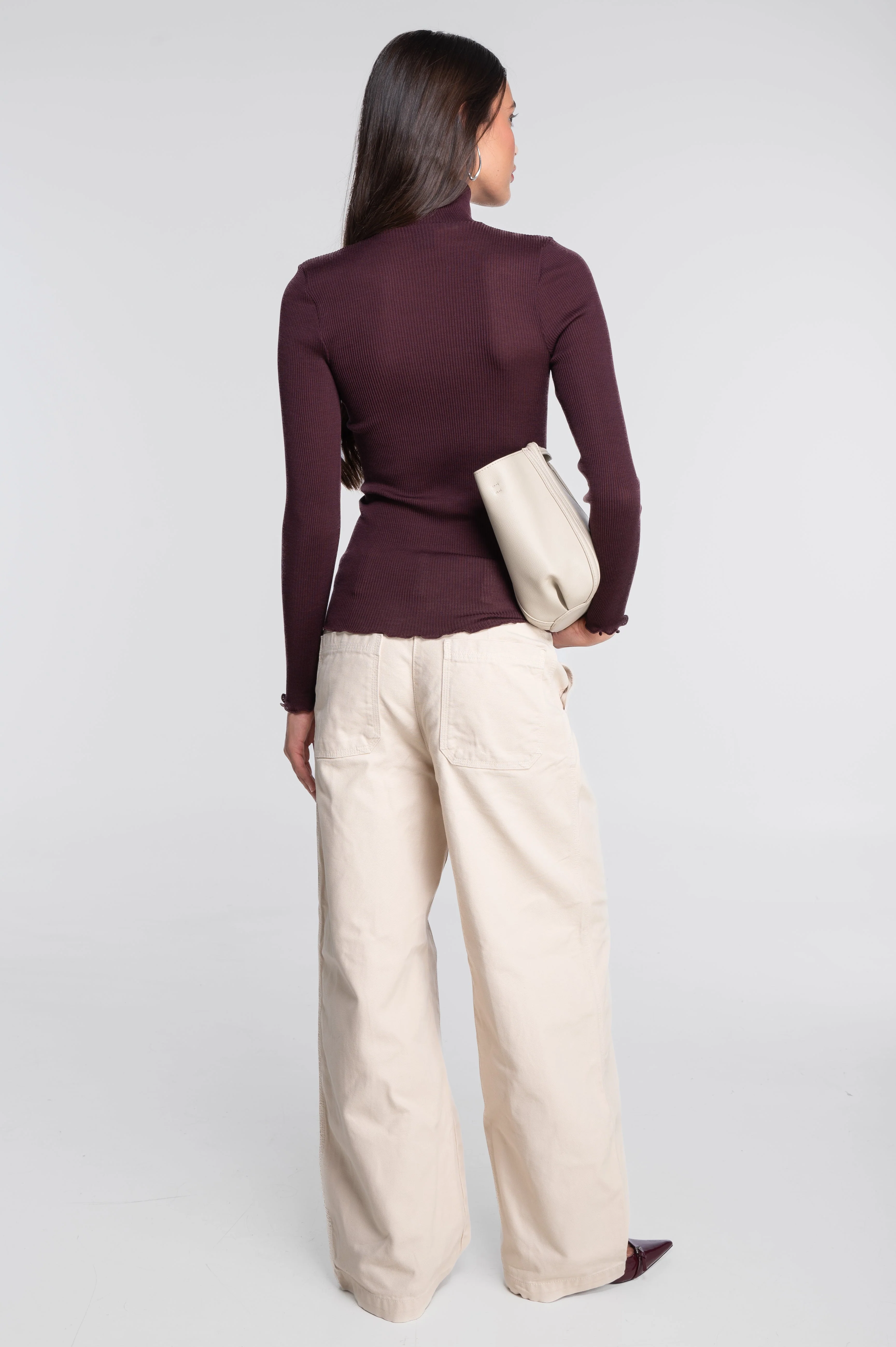 Wool and silk long sleeves mock neck shirt 3429 - Image 6
