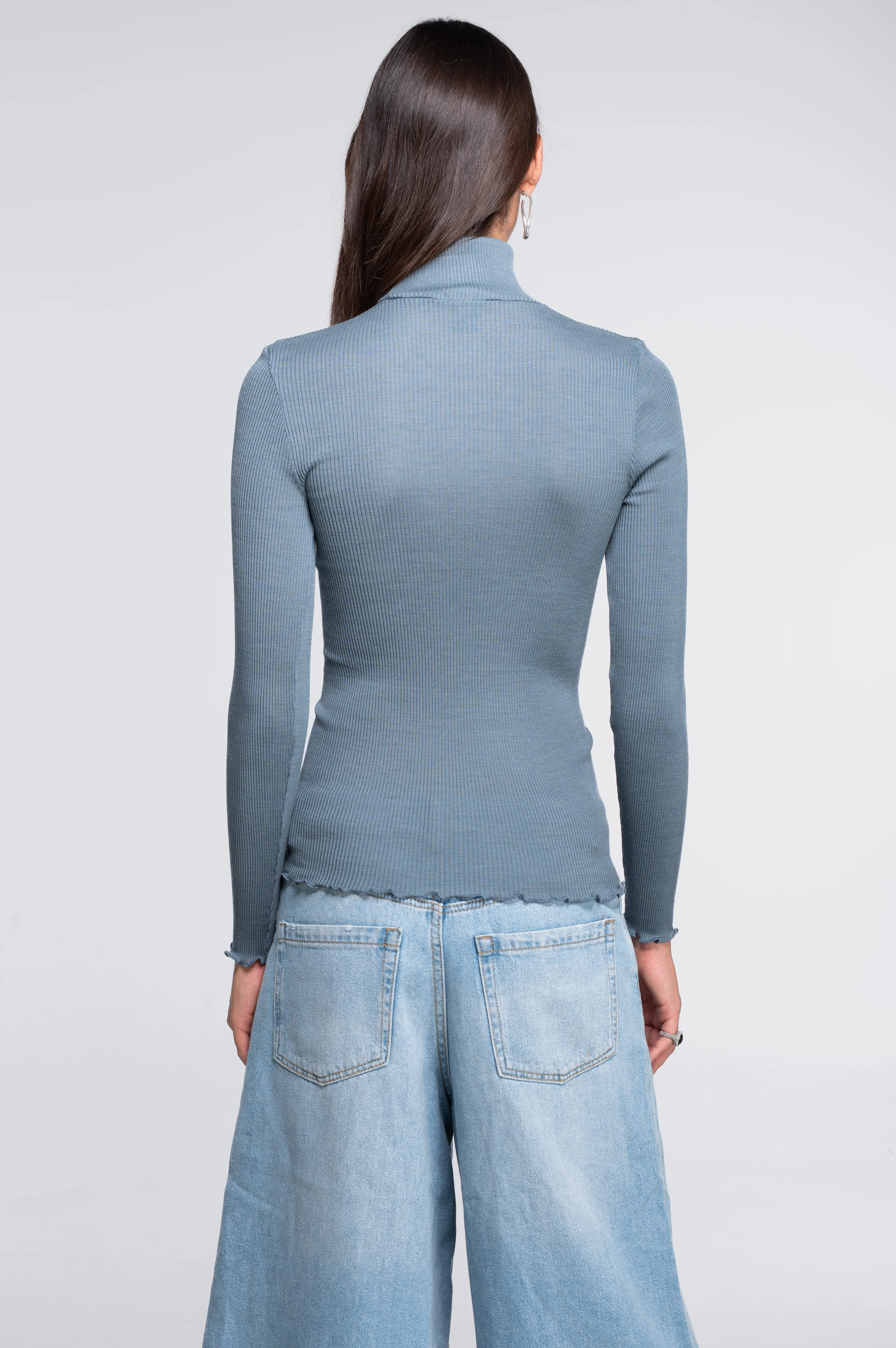 Wool and silk long sleeves turtleneck shirt 3438 - Image 14