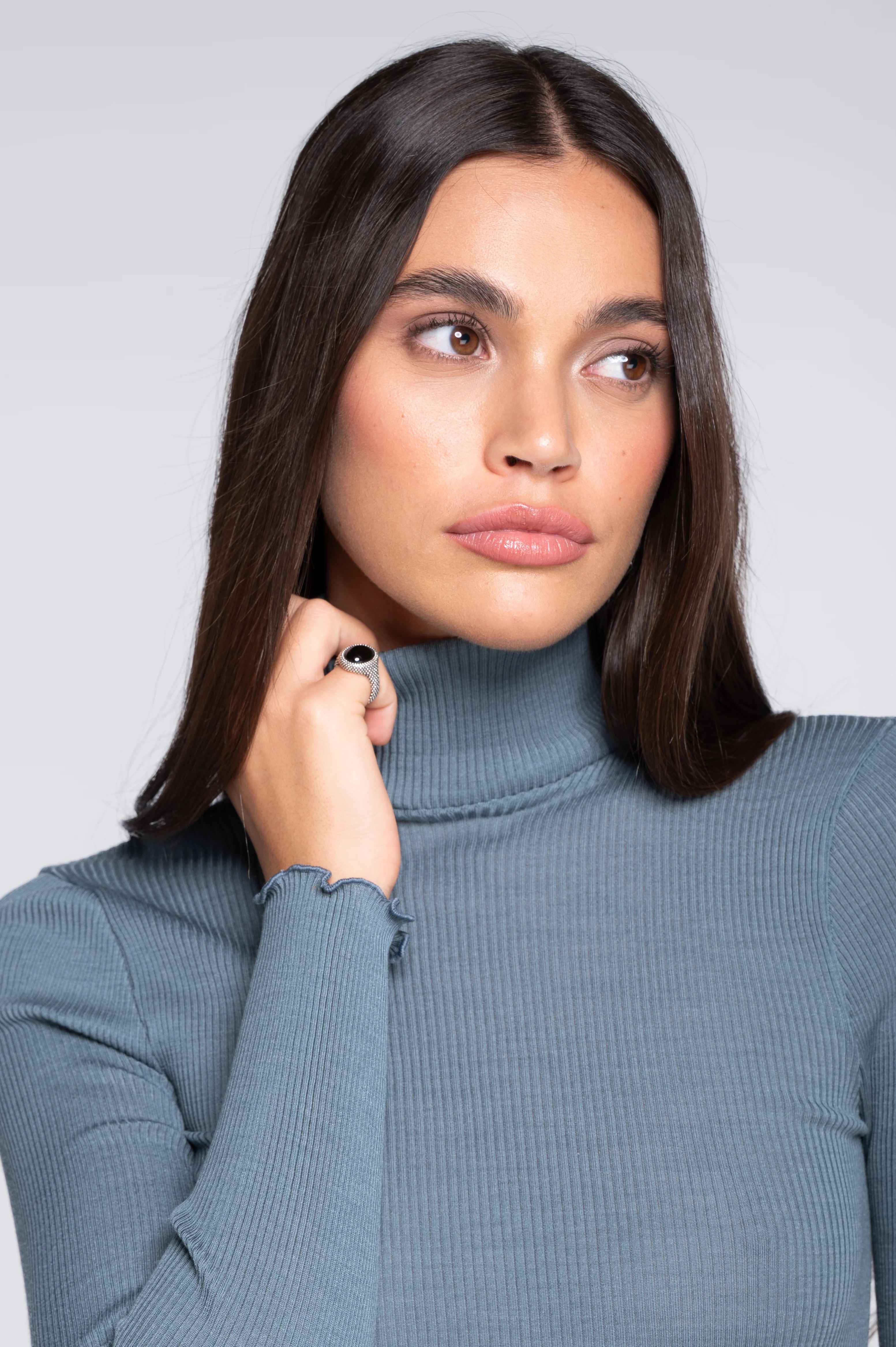 Wool and silk long sleeves turtleneck shirt 3438 - Image 15