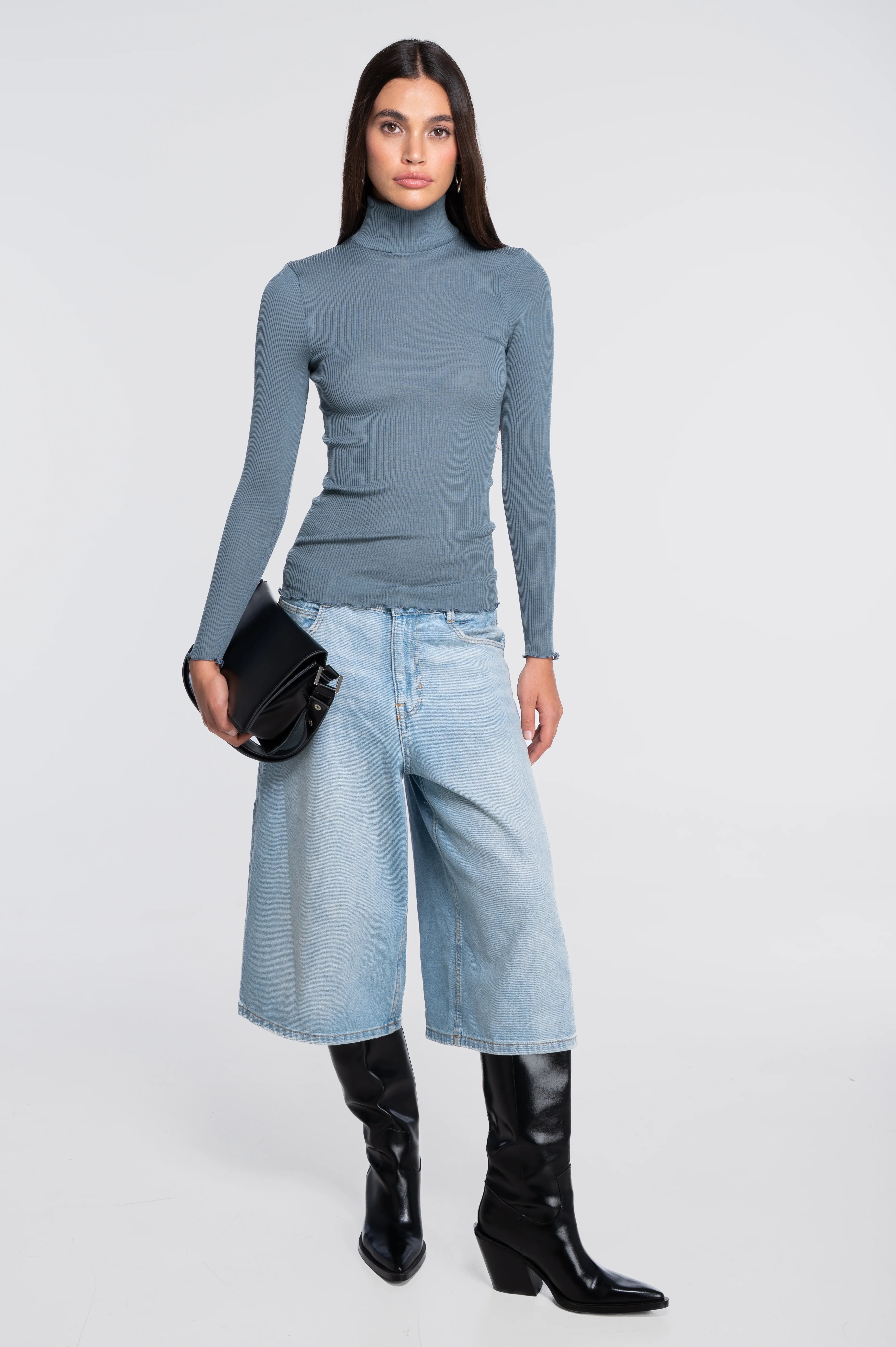 Wool and silk long sleeves turtleneck shirt 3438 - Image 16