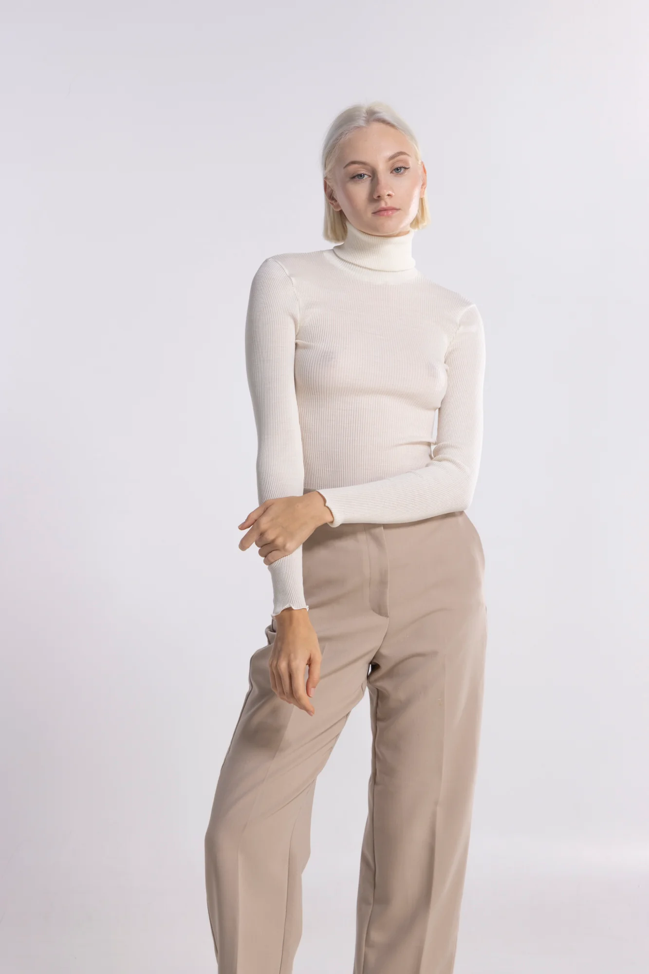 Wool and silk long sleeves turtleneck shirt 3438 - Image 19
