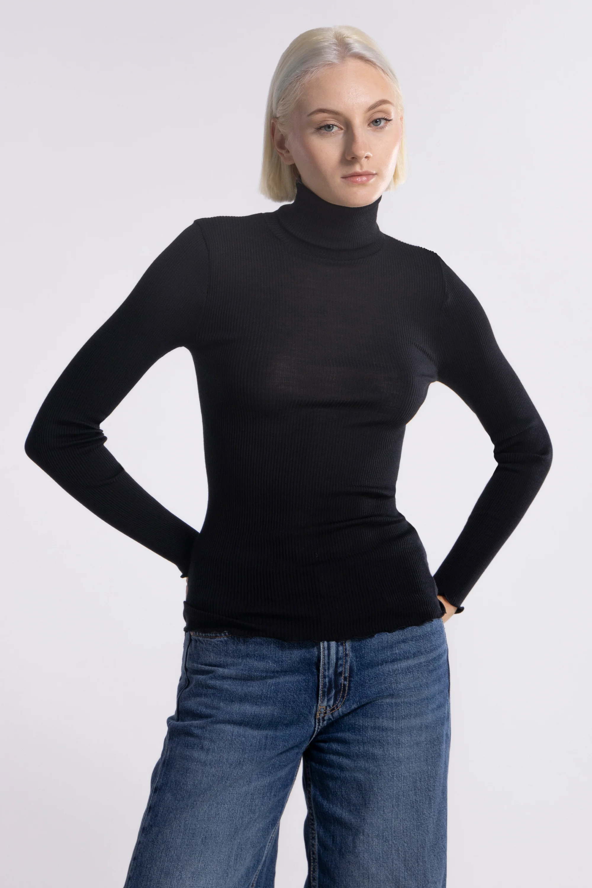 Wool and silk long sleeves turtleneck shirt 3438 - Image 21