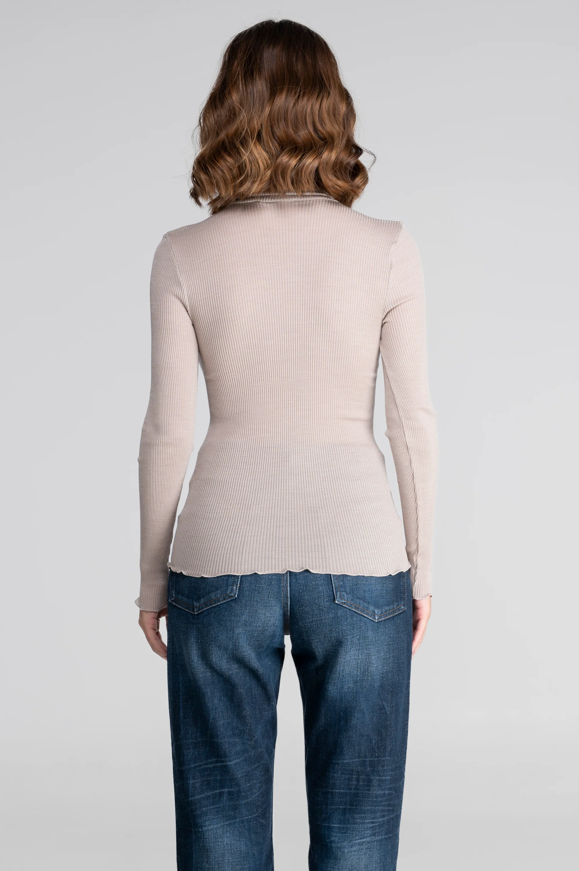 Wool and silk long sleeves turtleneck shirt 3438 - Image 28