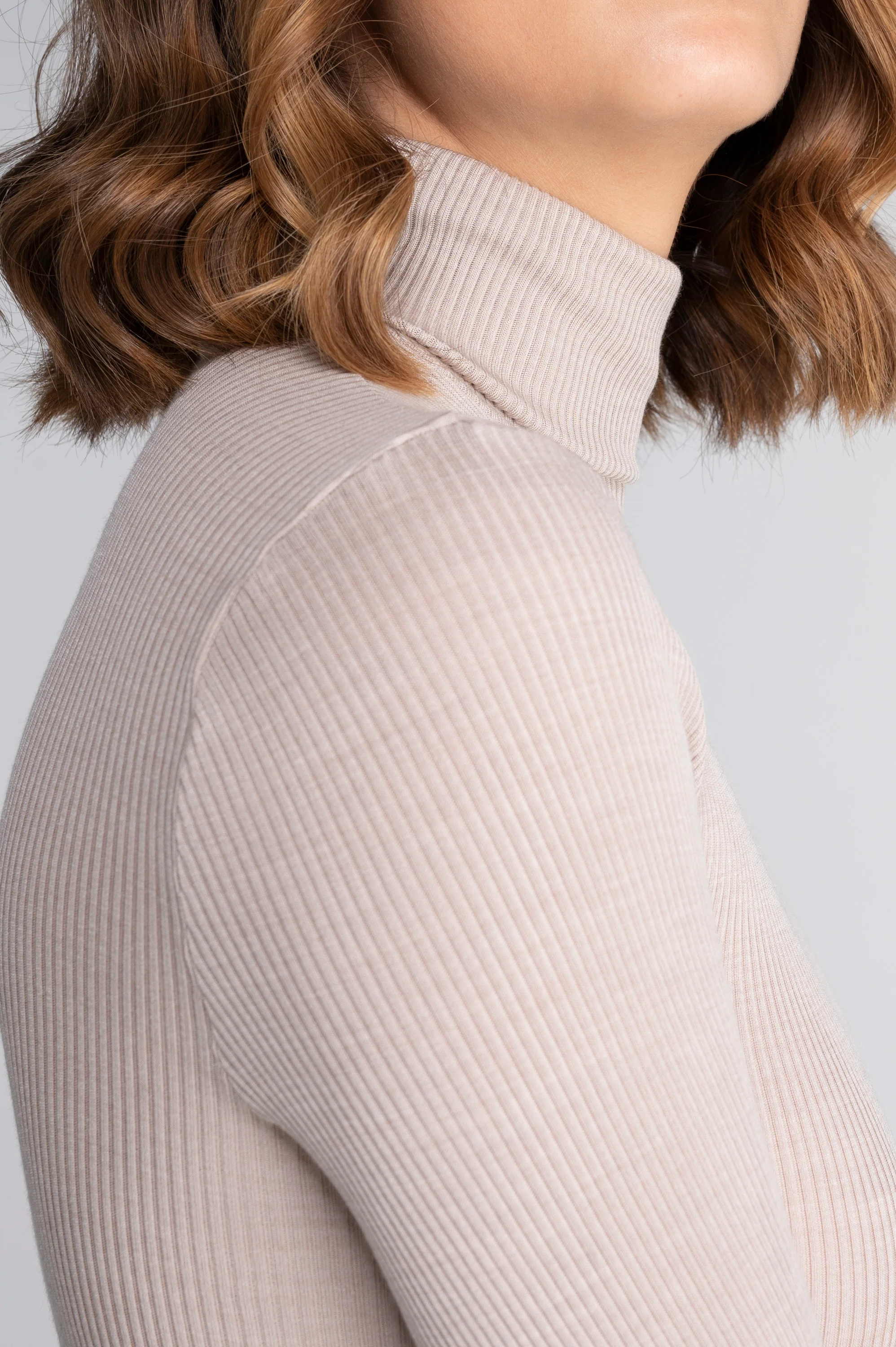 Wool and silk long sleeves turtleneck shirt 3438 - Image 29