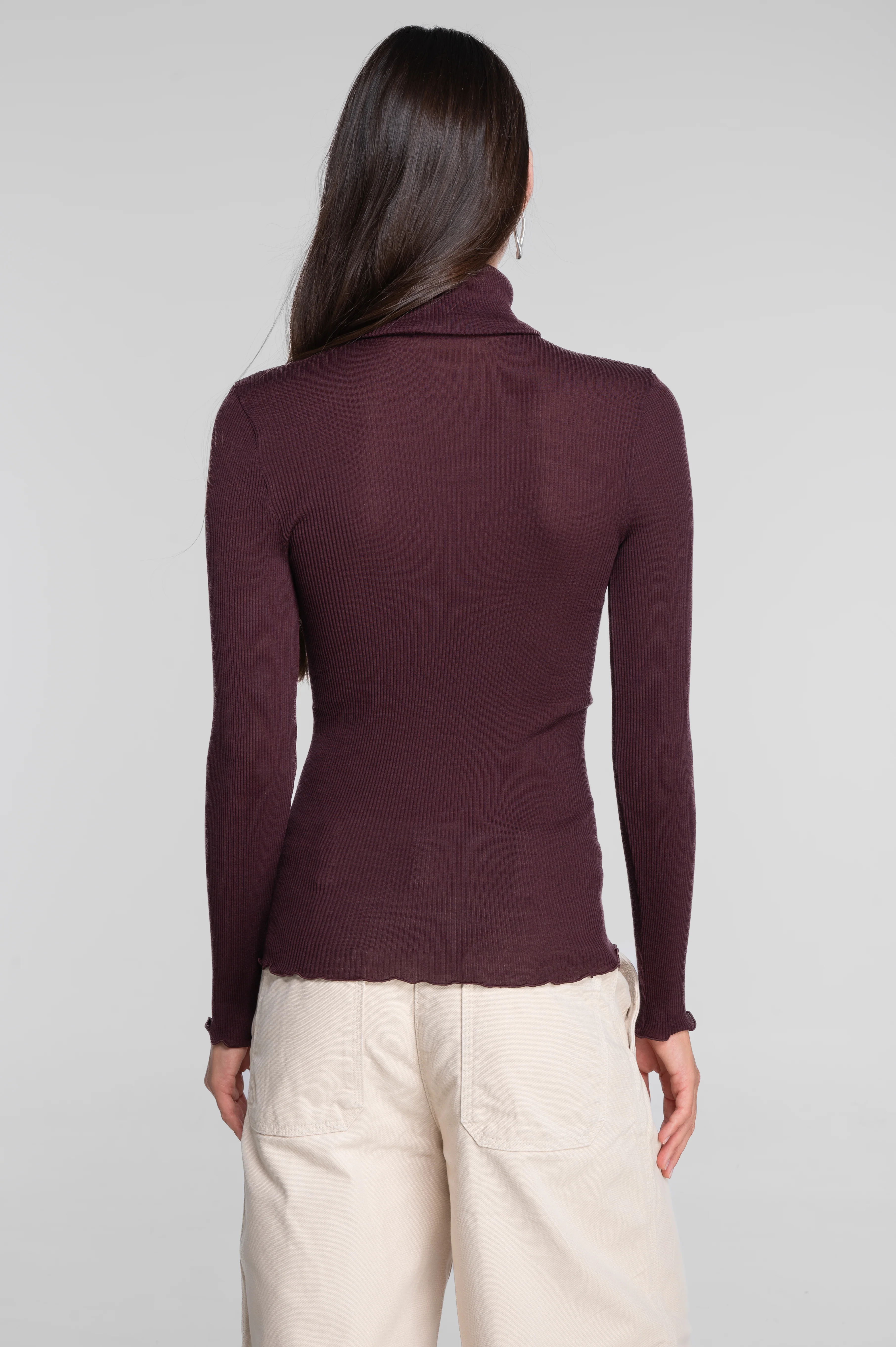 Wool and silk long sleeves turtleneck shirt 3438 - Image 3