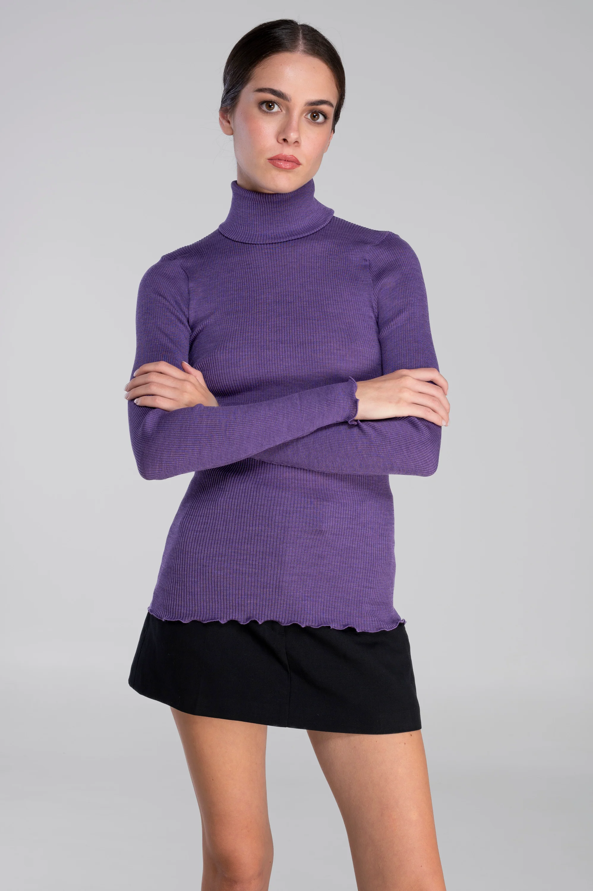 Wool and silk long sleeves turtleneck shirt 3438 - Image 42