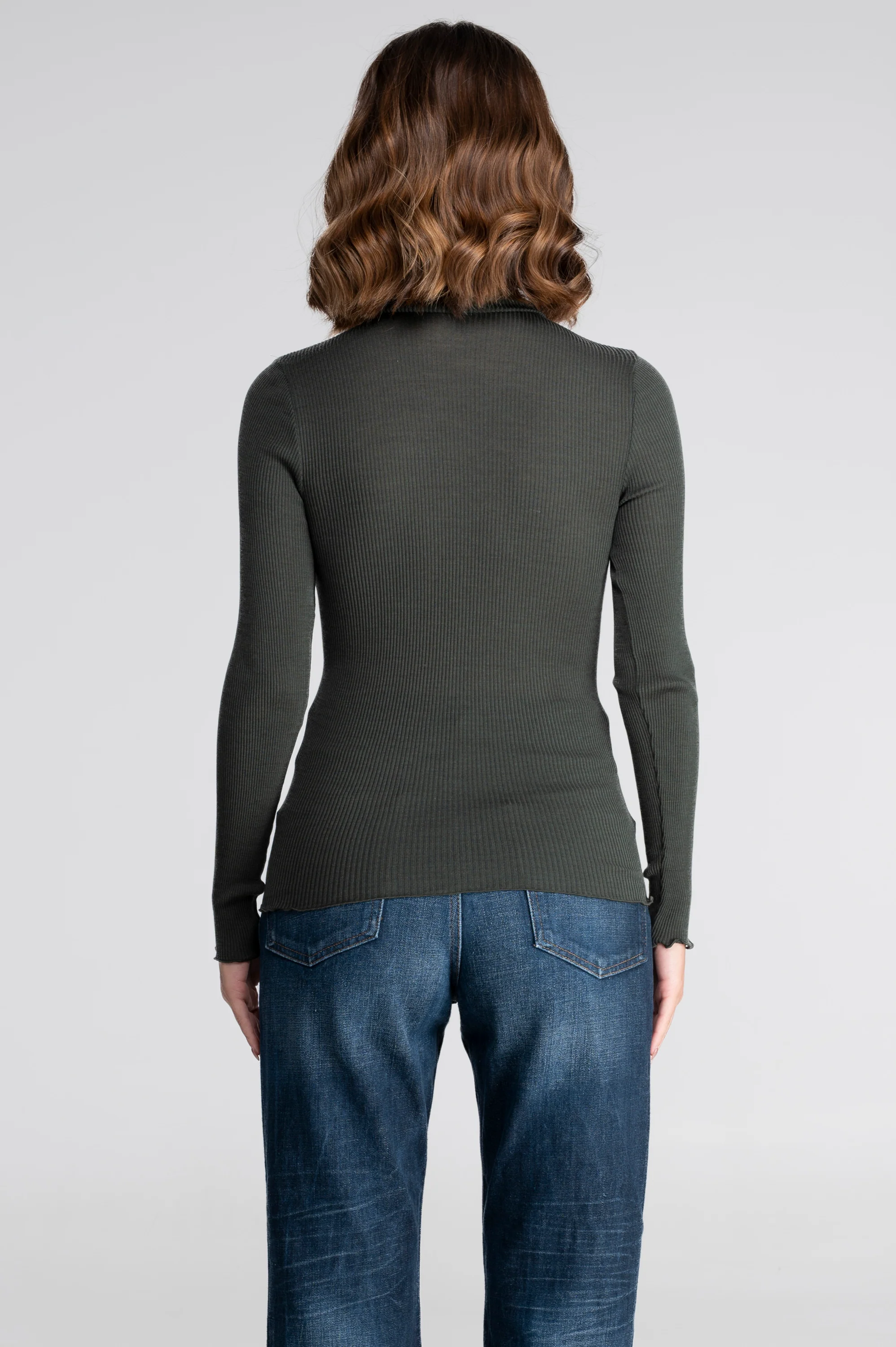 Wool and silk long sleeves turtleneck shirt 3438 - Image 47