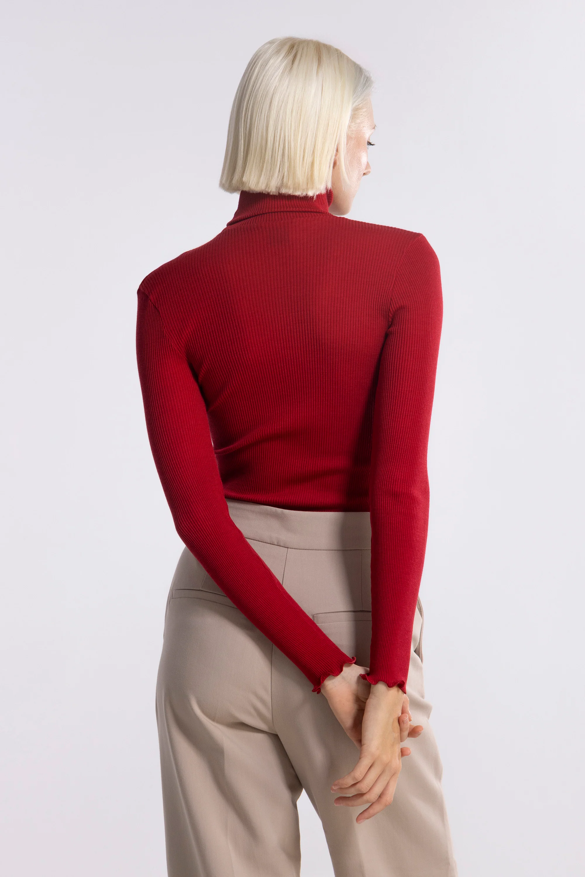 Wool and silk long sleeves turtleneck shirt 3438 - Image 51