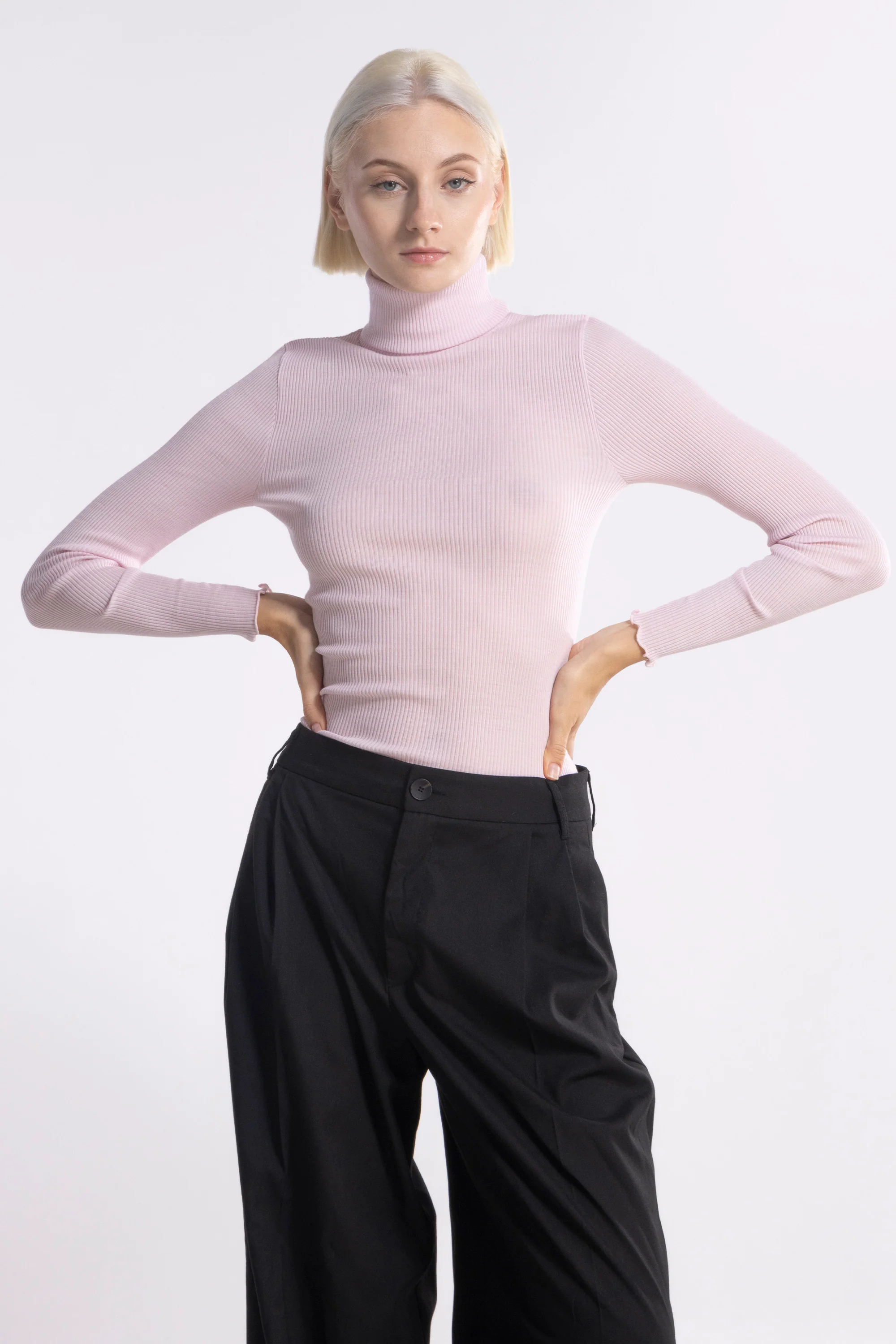 Wool and silk long sleeves turtleneck shirt 3438 - Image 53