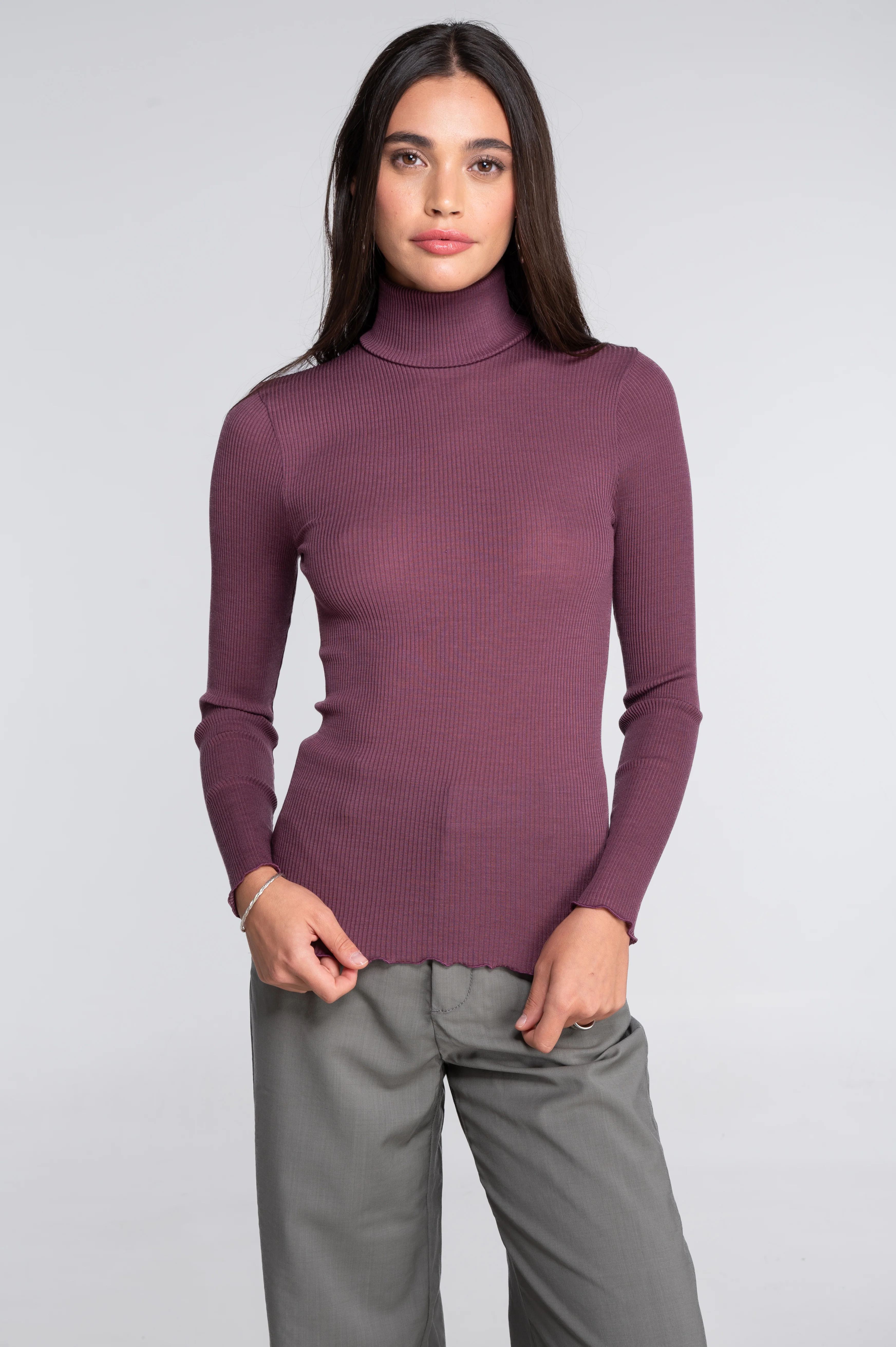 Wool and silk long sleeves turtleneck shirt 3438 - Image 7