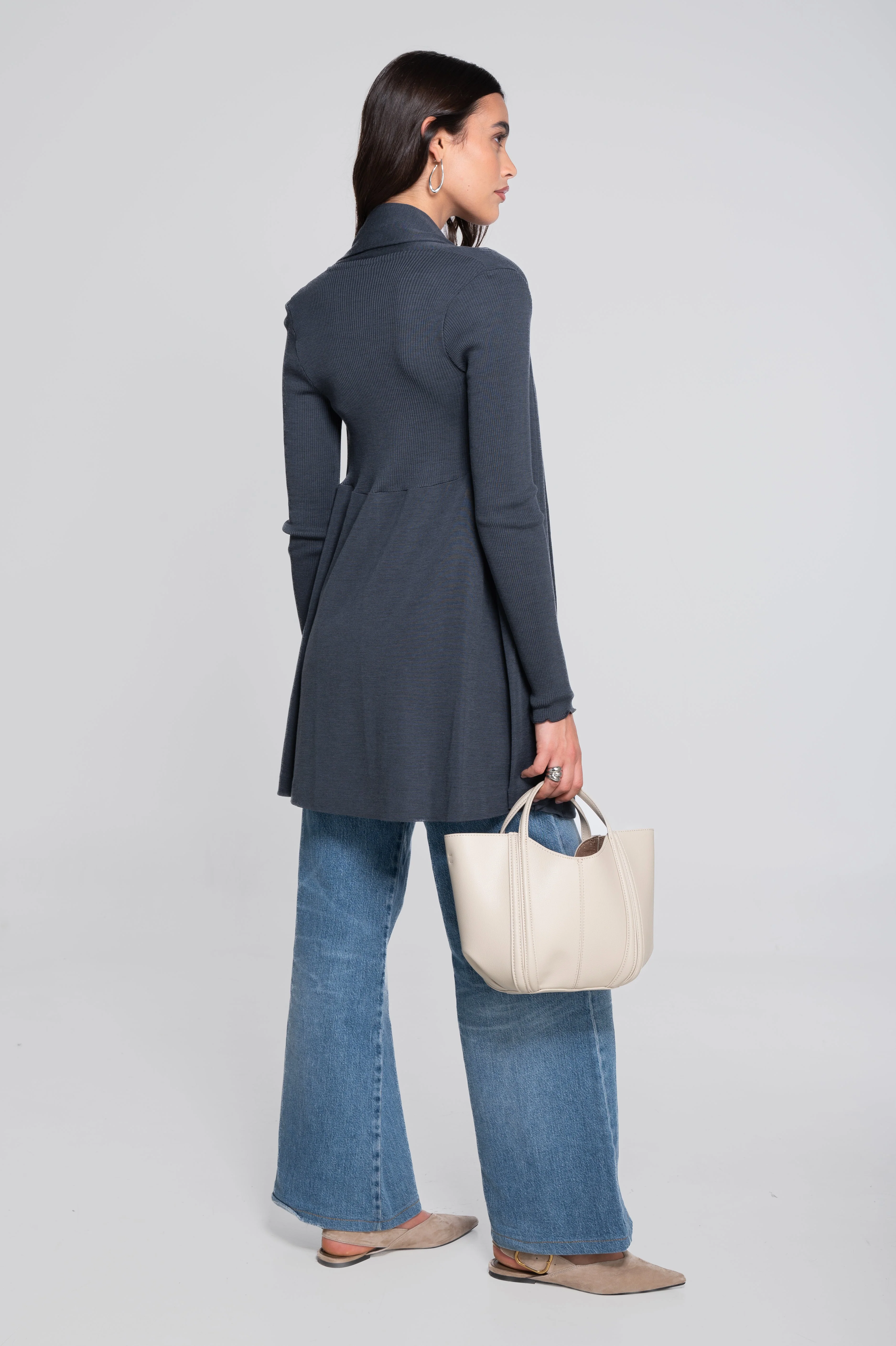 Wool and silk long sleeves cardigan 3463 - Image 11