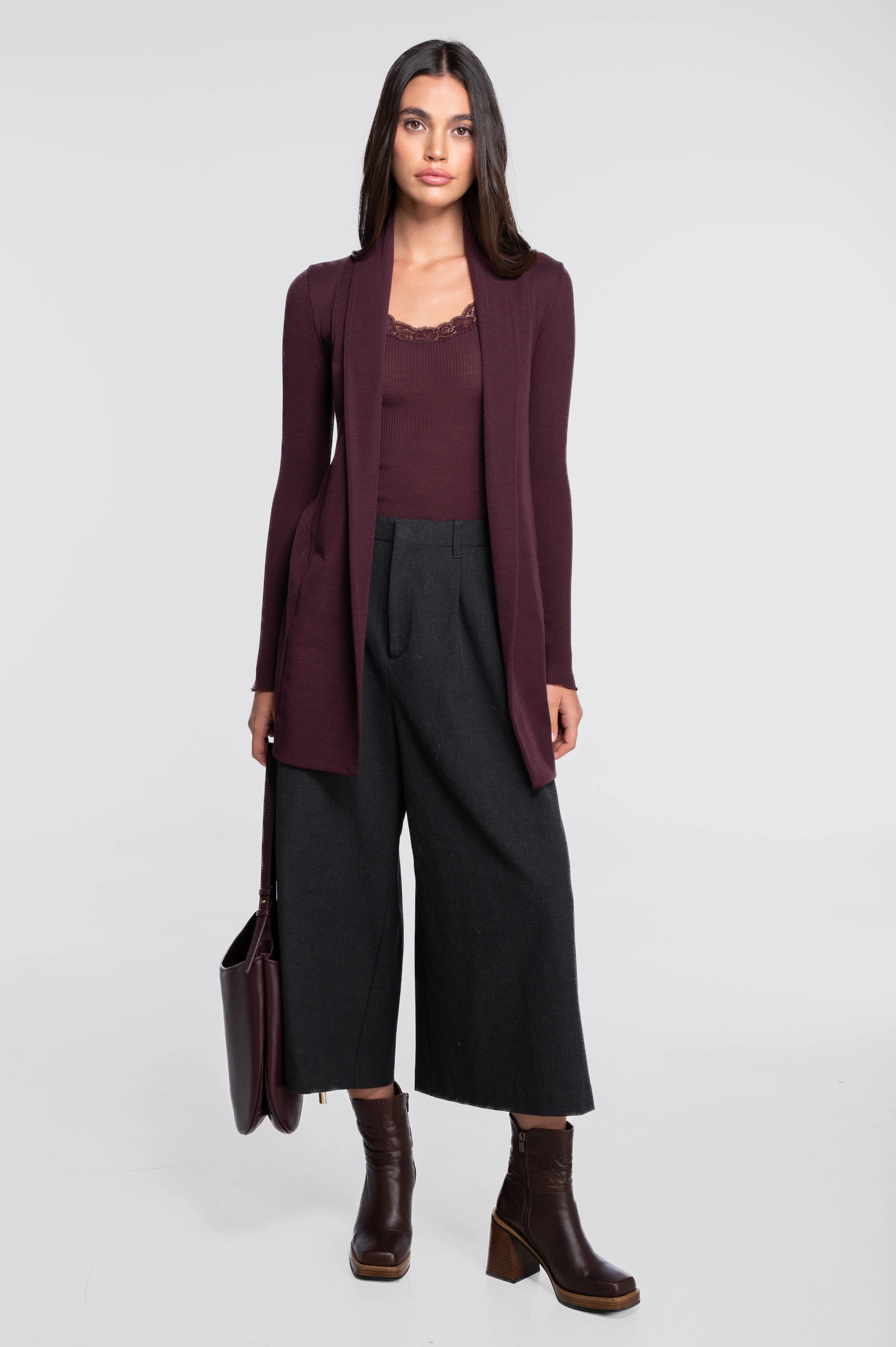 Wool and silk long sleeves cardigan 3463 - Image 4
