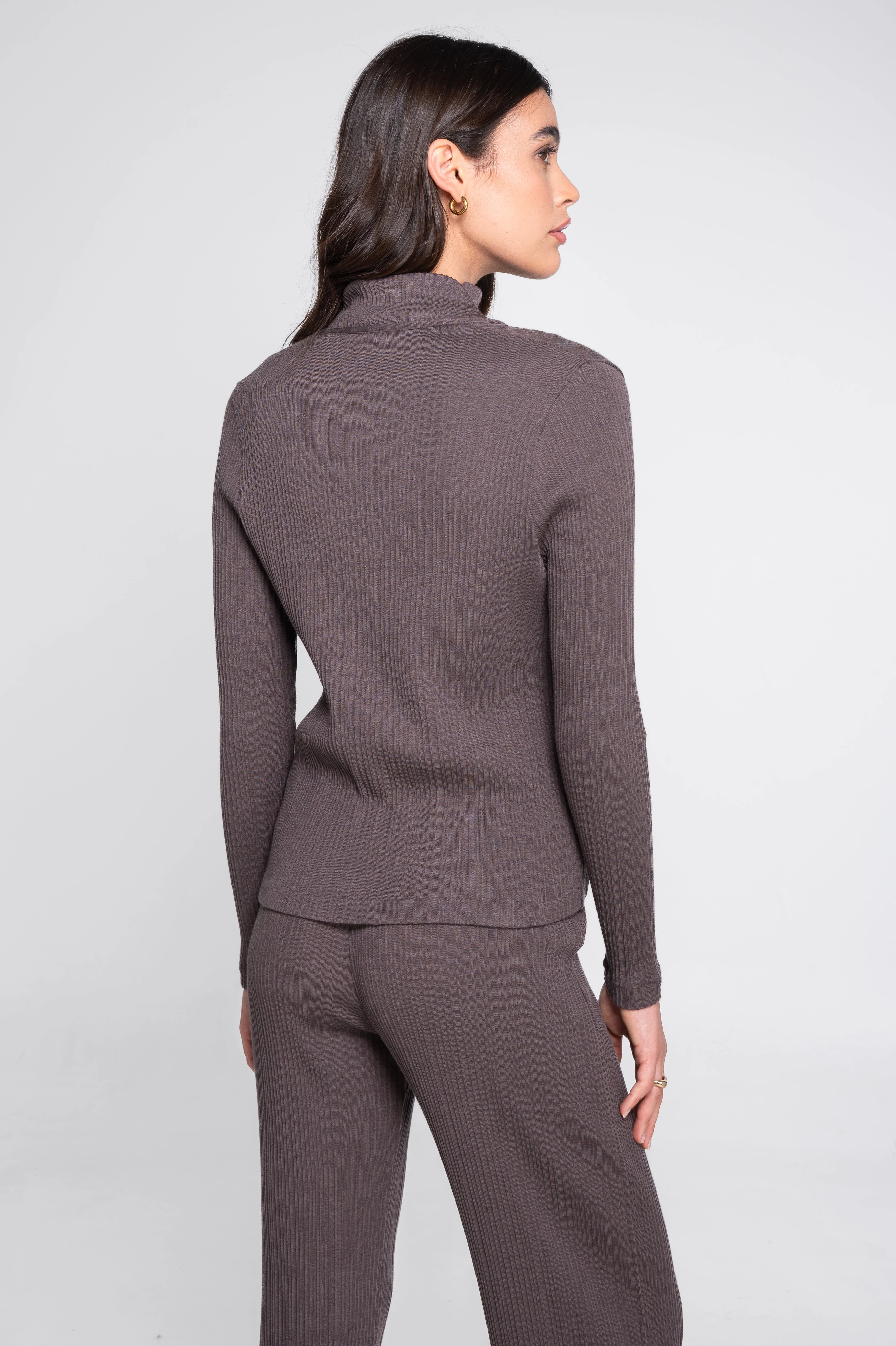 Wool and silk long sleeves cardigan with irregular rib 7464 - Image 9