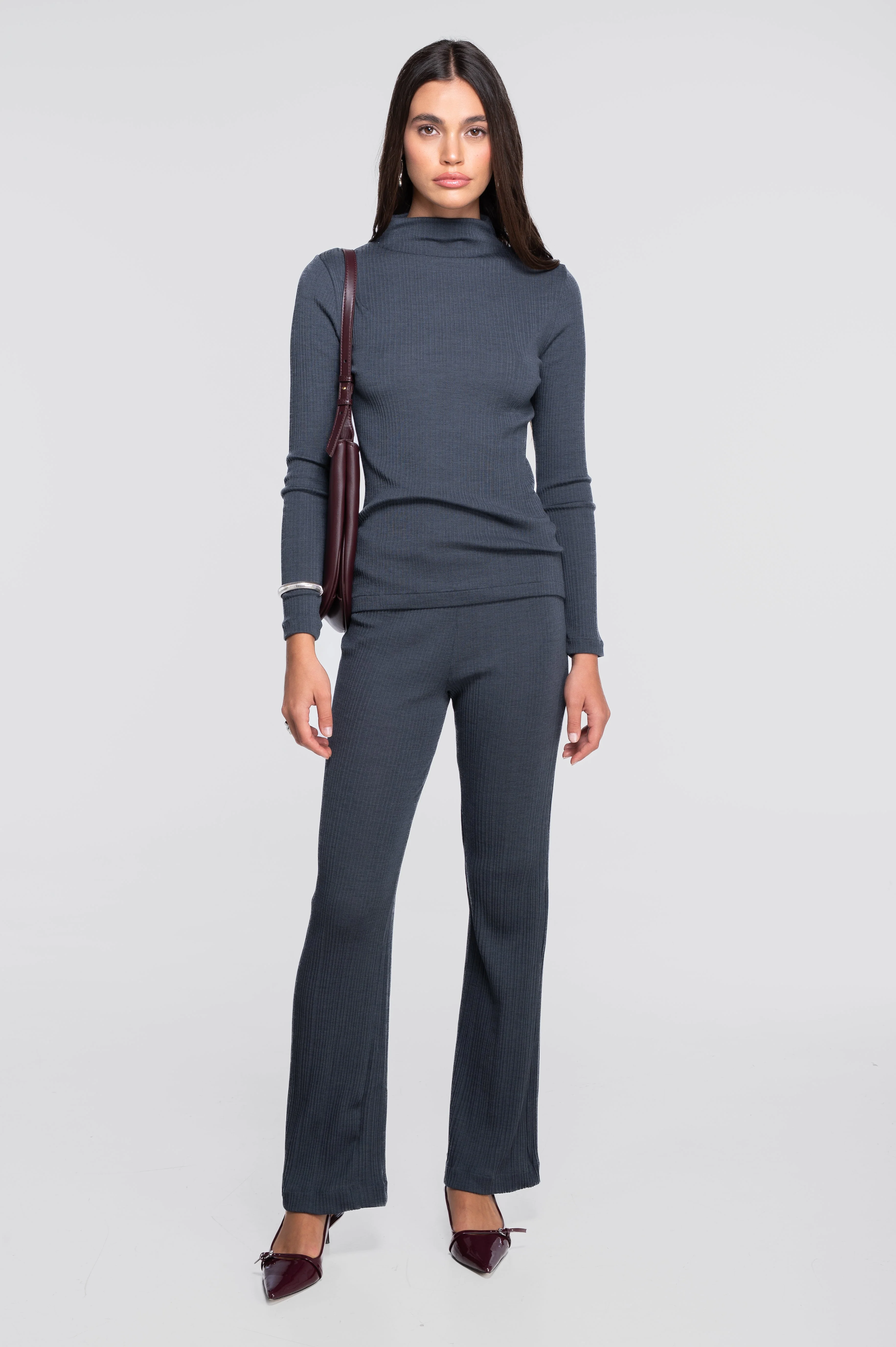Wool and silk long sleeves mock neck shirt 7466 - Image 10