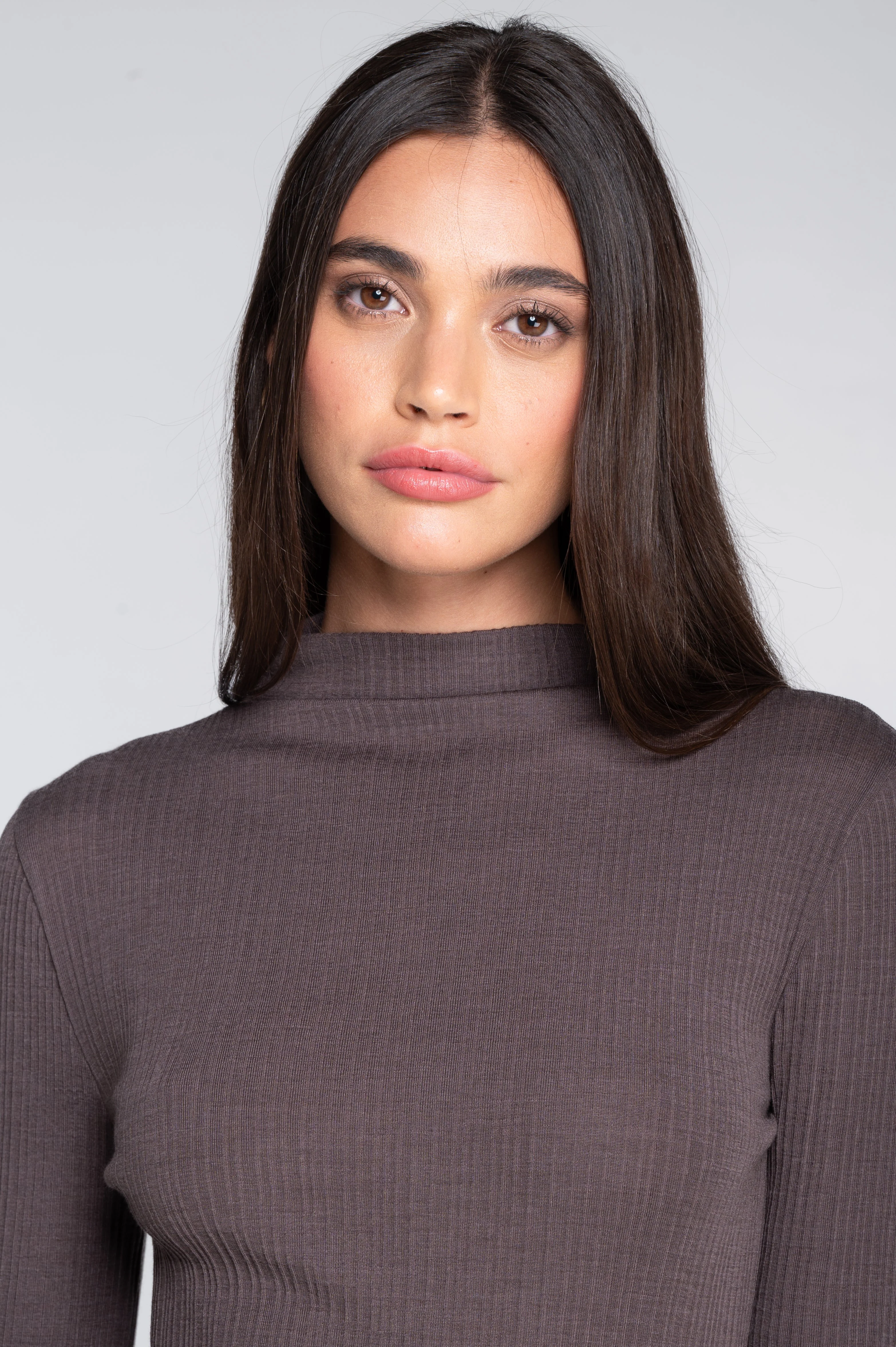 Wool and silk long sleeves mock neck shirt 7466 - Image 15