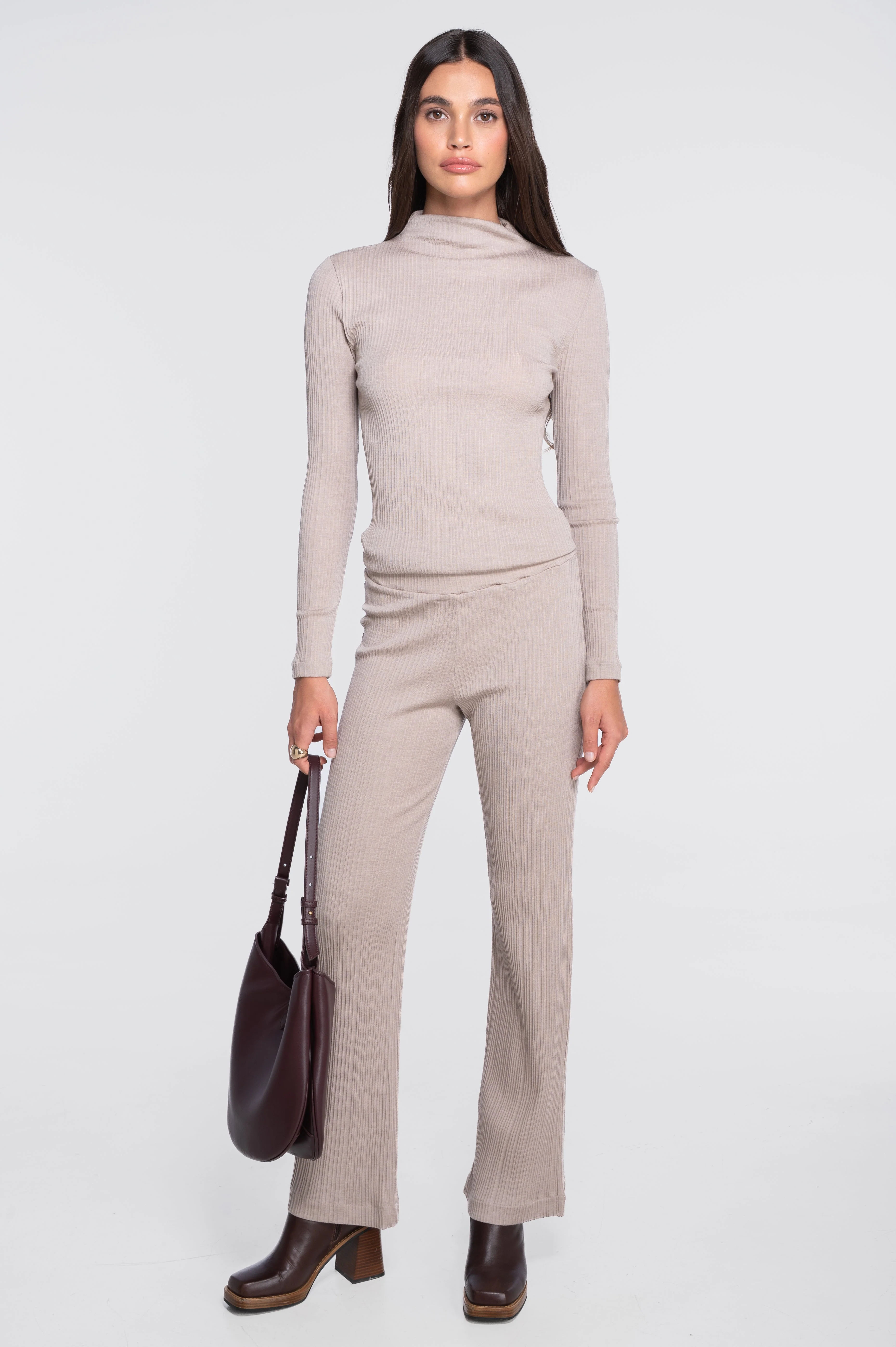 Wide-leg wool and silk trousers with irregular rib 7468 - Image 13