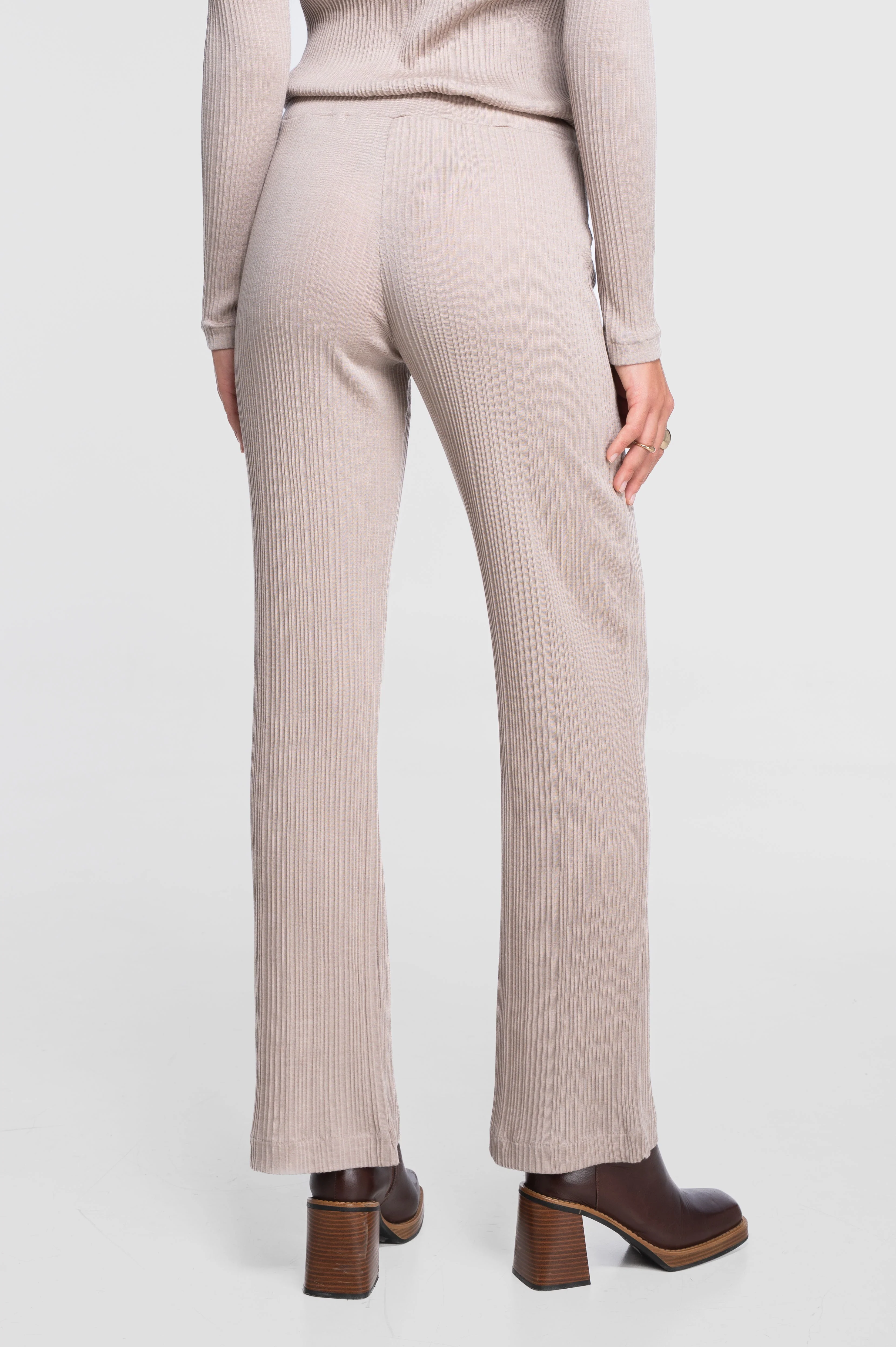 Wide-leg wool and silk trousers with irregular rib 7468 - Image 18