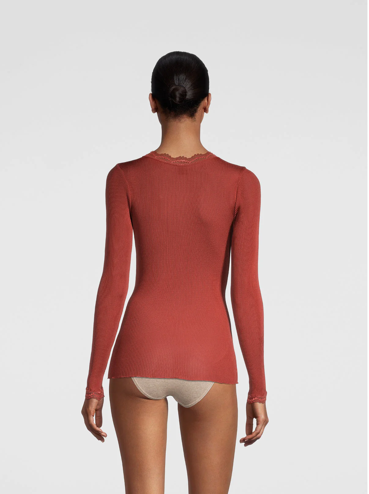 Long sleeve shirt in organzine silk with Leavers lace 9476 - Image 19