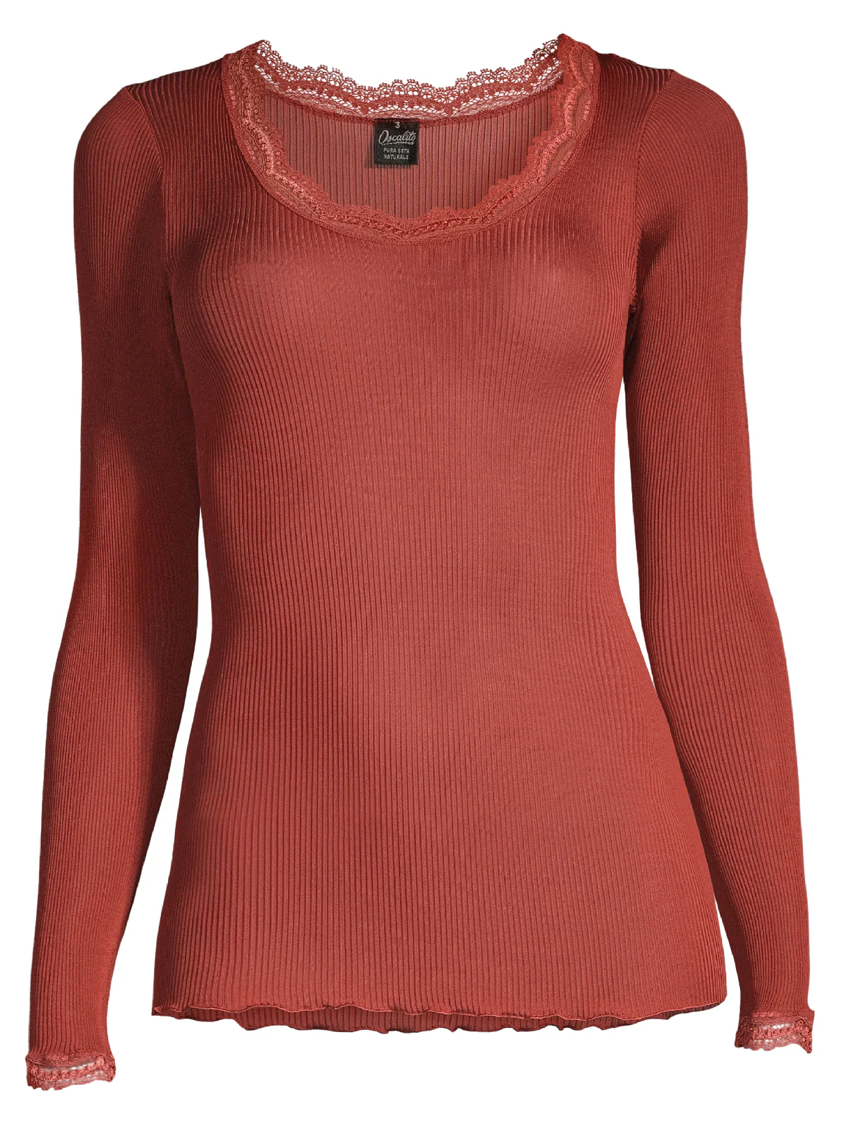 Long sleeve shirt in organzine silk with Leavers lace 9476 - Image 20