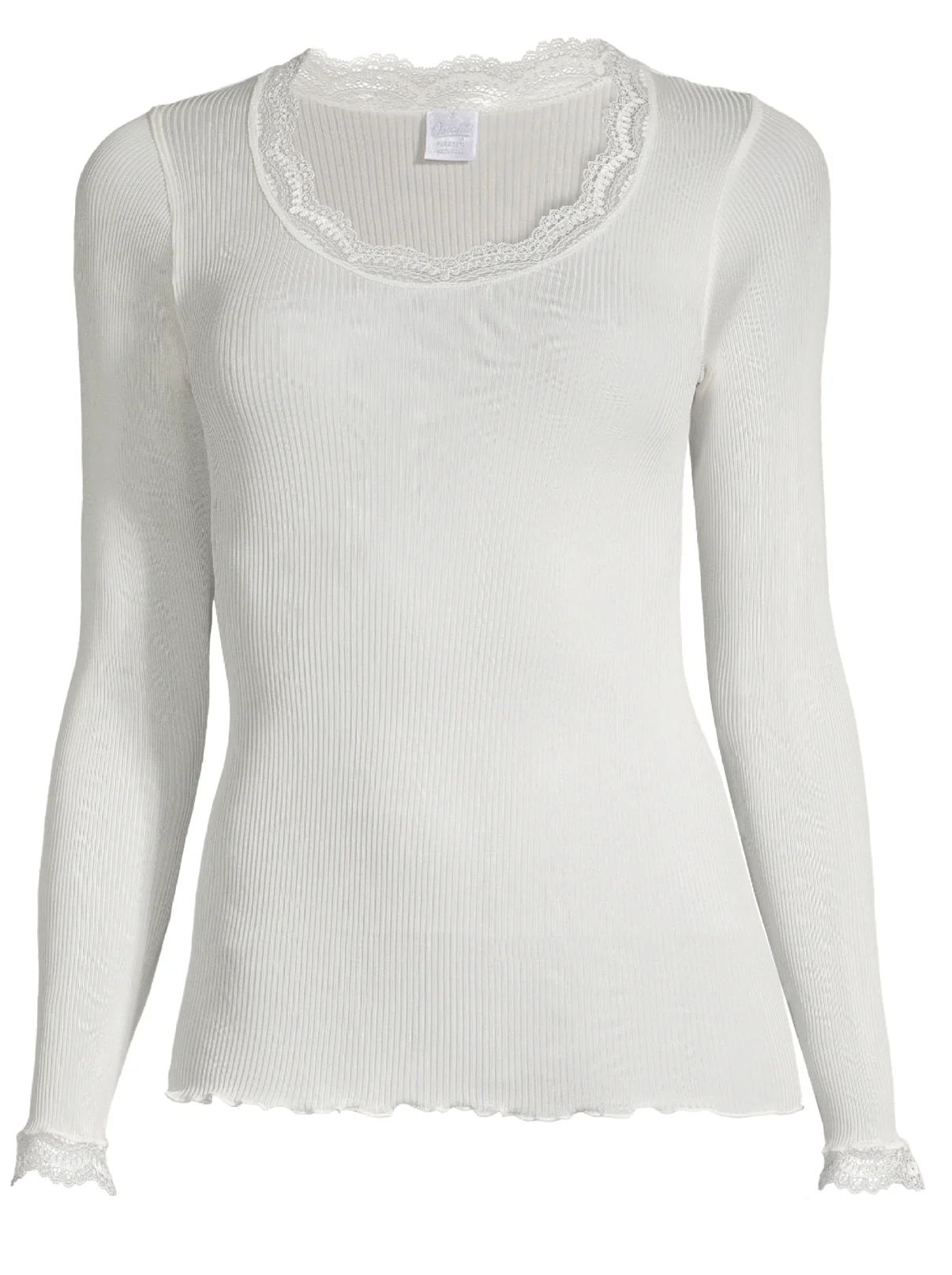 Long sleeve shirt in organzine silk with Leavers lace 9476 - Image 3