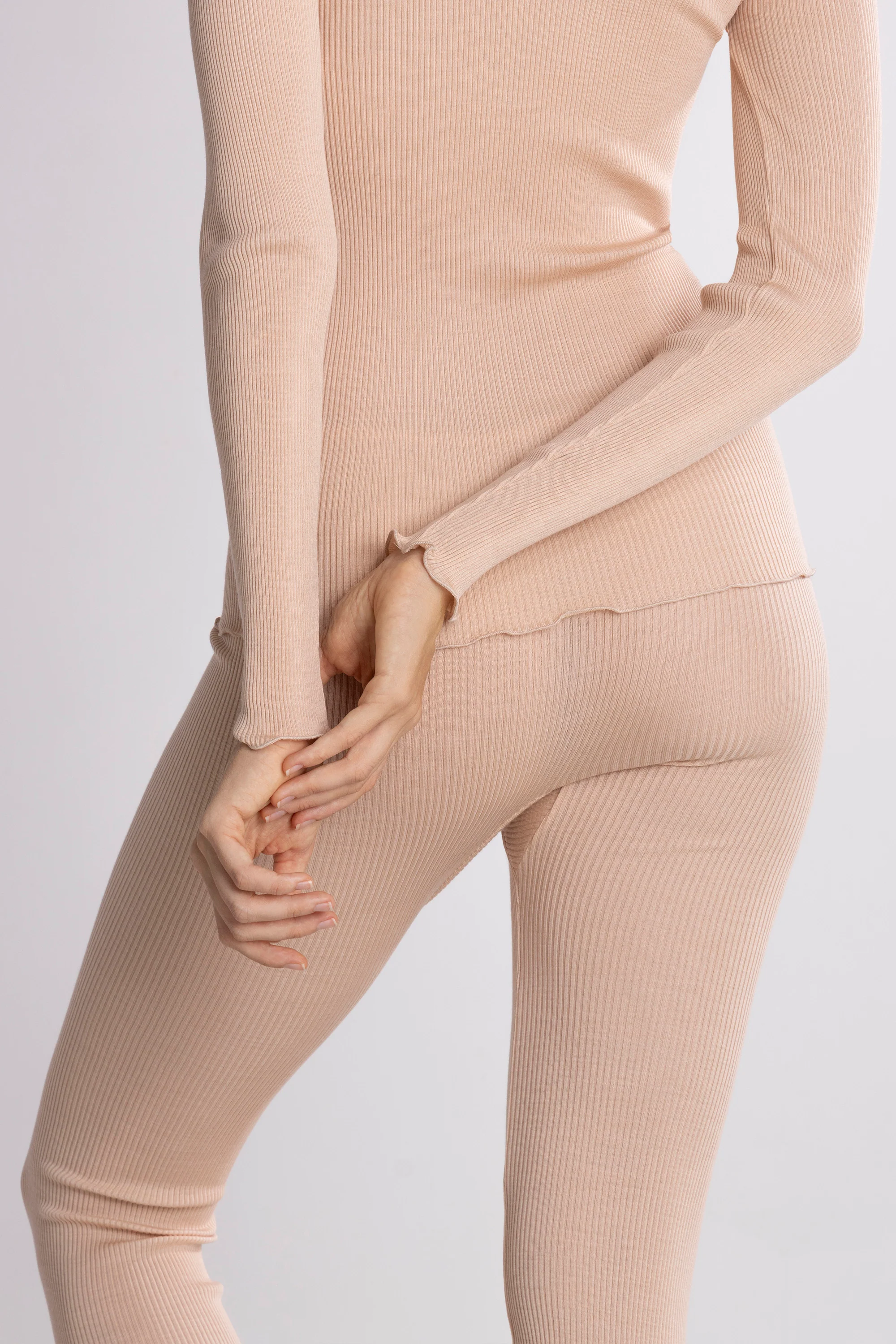 Long-sleeved shirt in wool and silk with Leavers lace 3416 - Image 9
