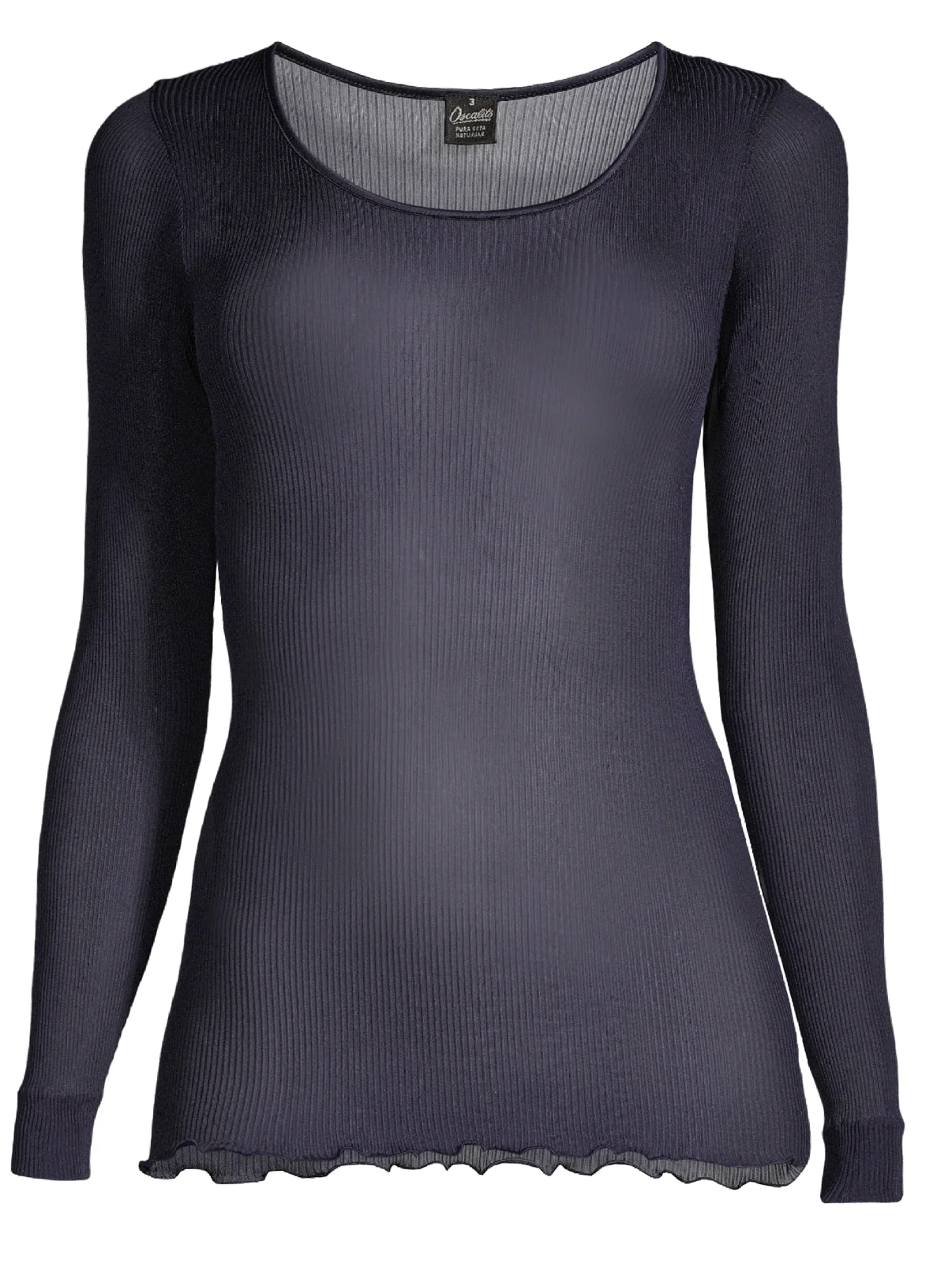Longsleeves Woman Silk in pure silk organza with satin trimm 9456 - Image 23