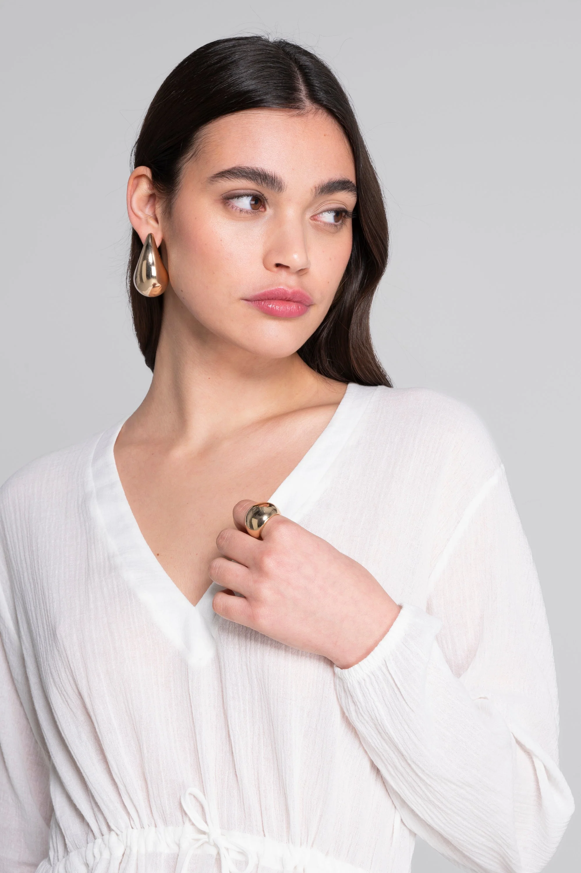 Drawstring blouse in cotton crêpe 7543 - Image 4