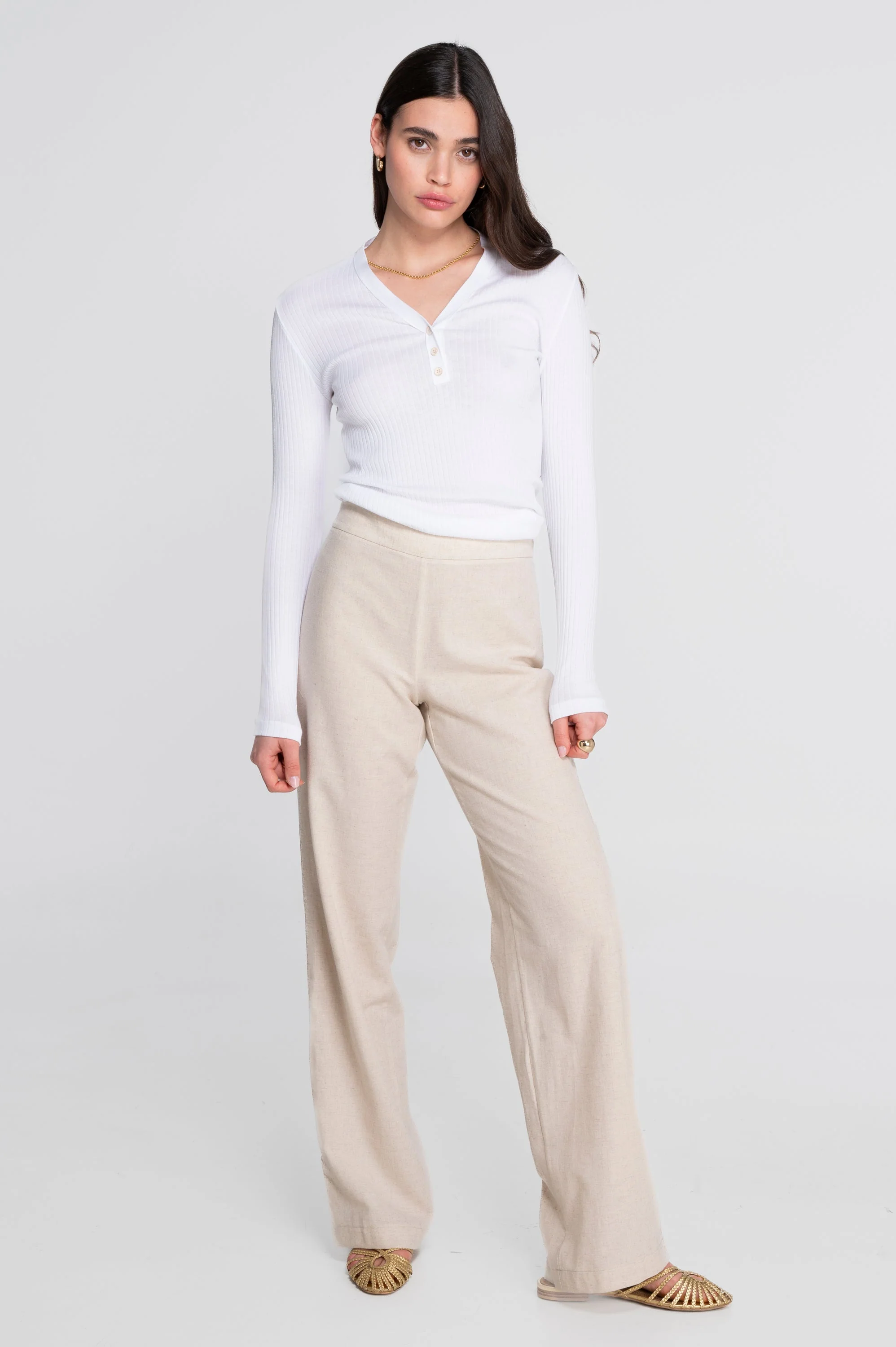 Cotton long sleeves henley shirt 7565 - Image 11