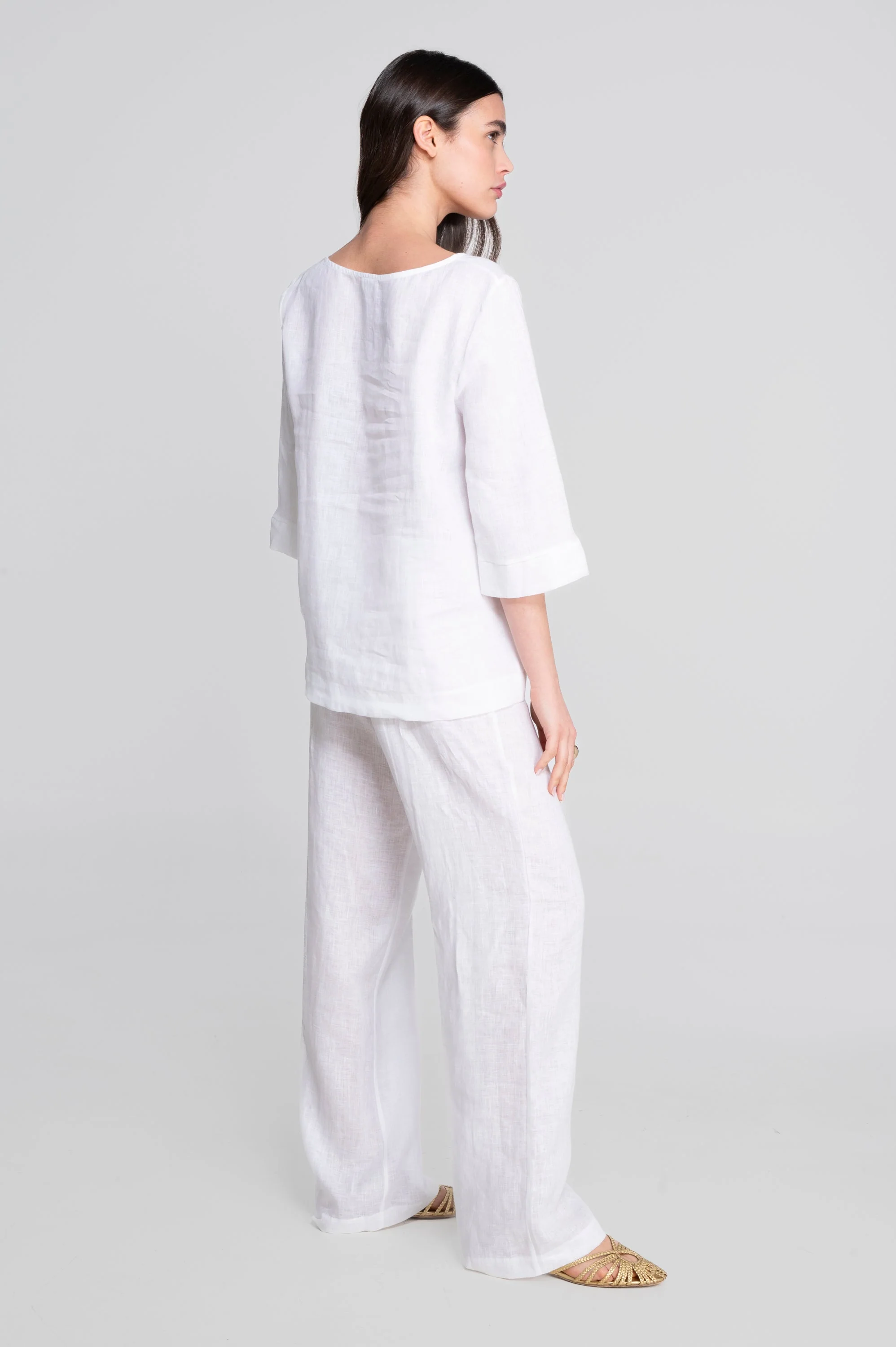 Linen blouse with ethnic embroidery 7531 - Image 5