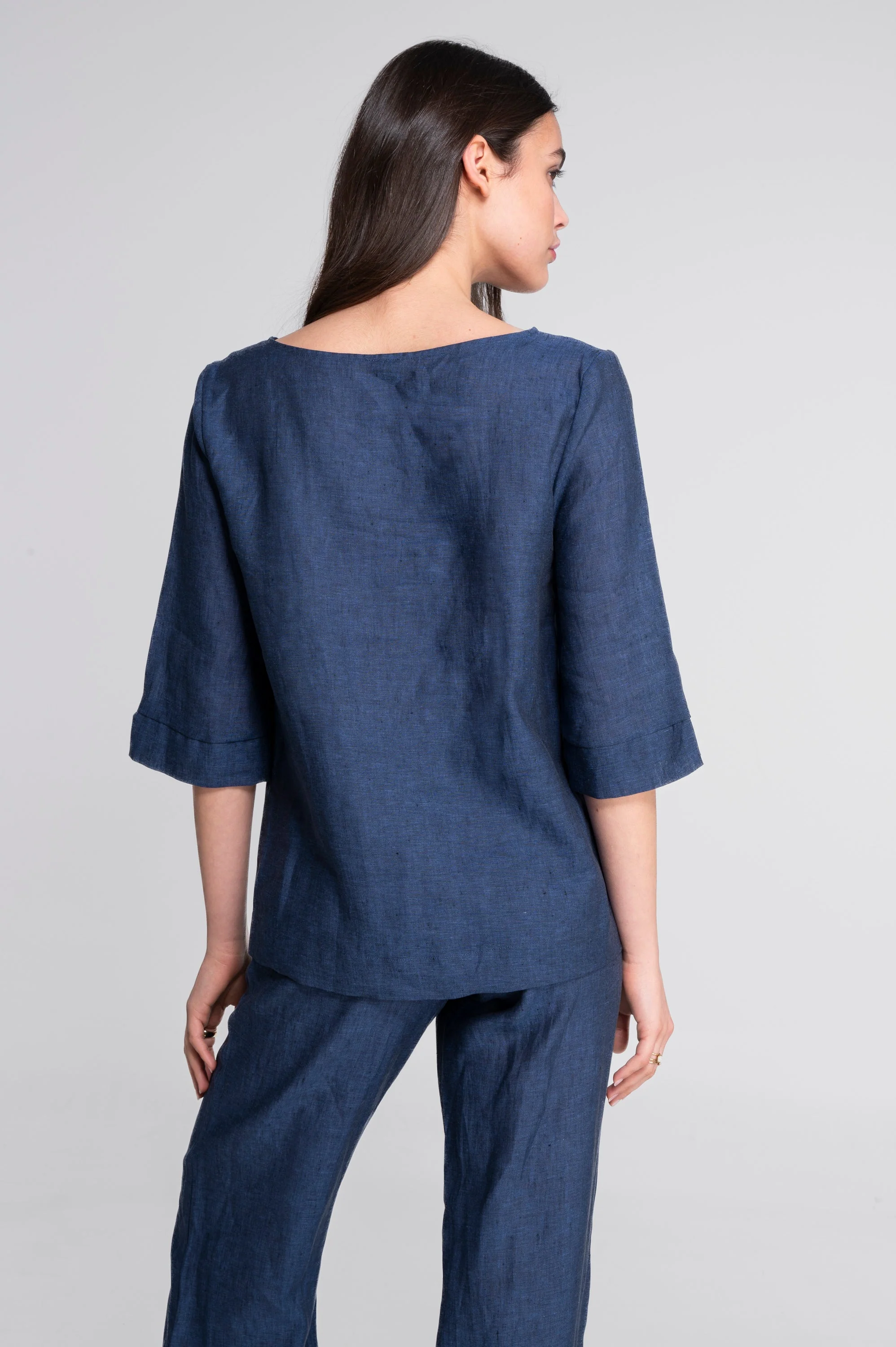 Linen blouse with ethnic embroidery 7531 - Image 7