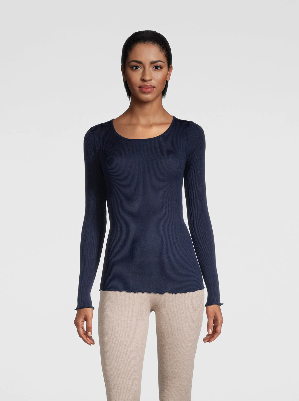 Long-Sleeved shirt in organzine silk 9515 - Image 7