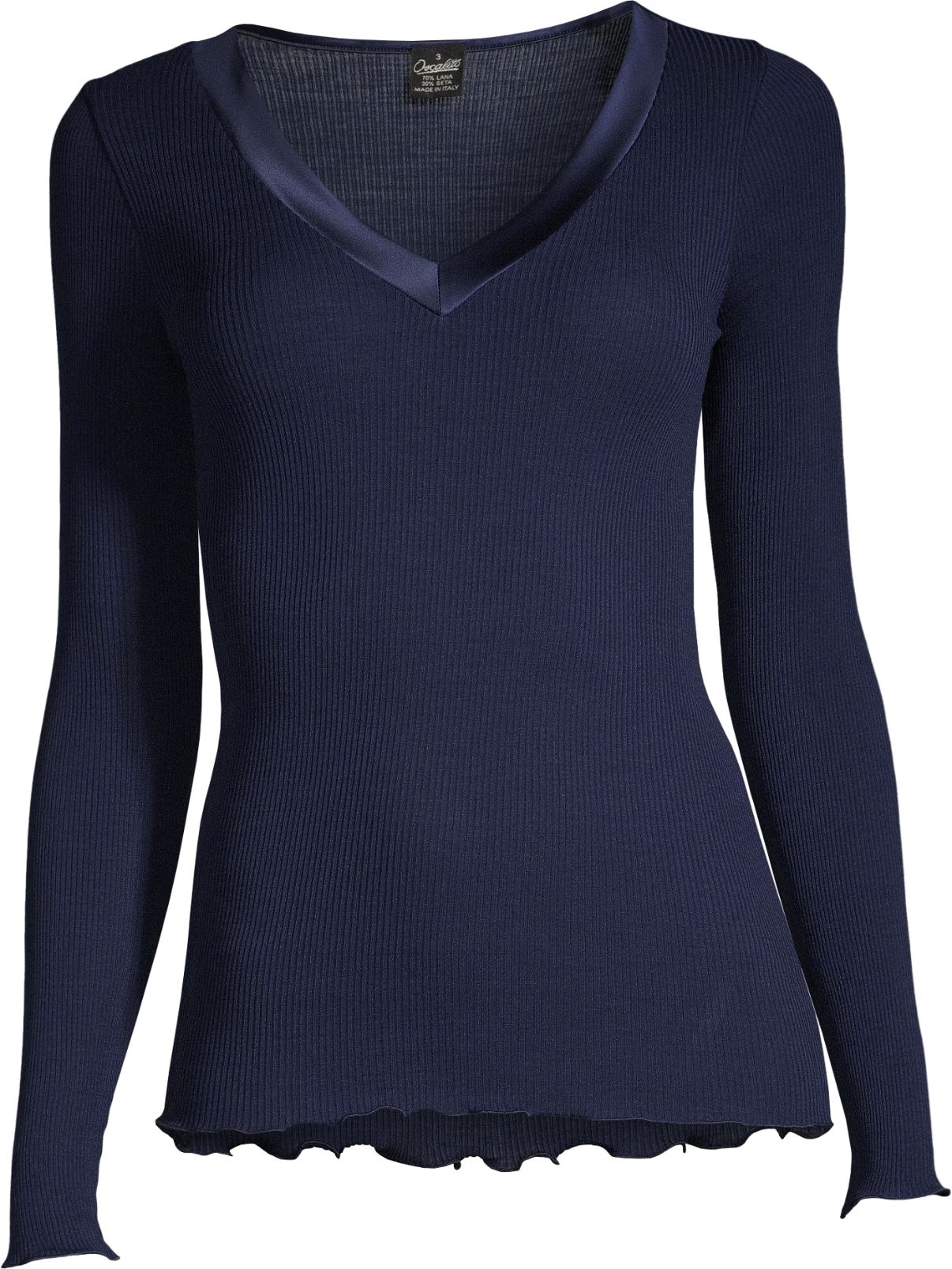Satin Wool and Silk V neck Longsleeved top 4248 - Image 6