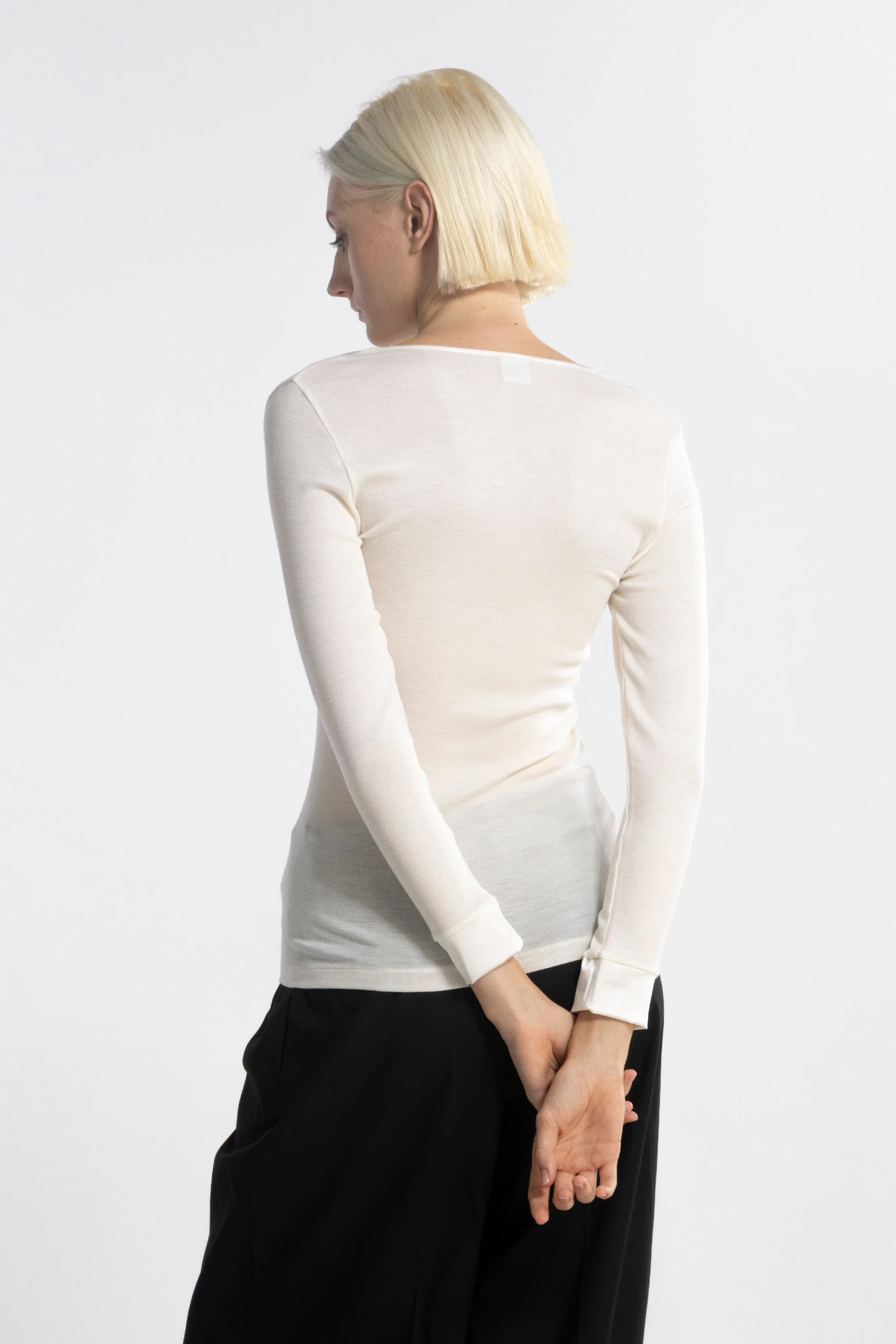 Longsleeves Woman Wool and Silk Shirt 4258 - Image 5