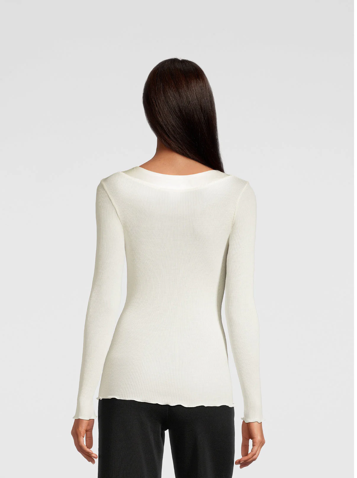 Sleek satin edging Longsleeves Shirt 5304 - Image 9