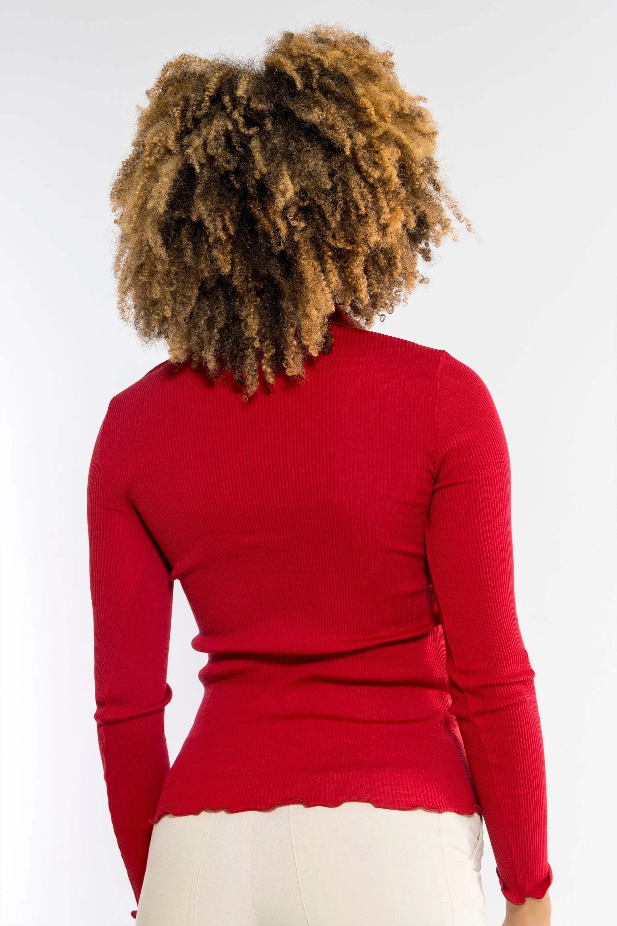 Wool and silk long sleeves shirt with satin opening 6350 - Image 26